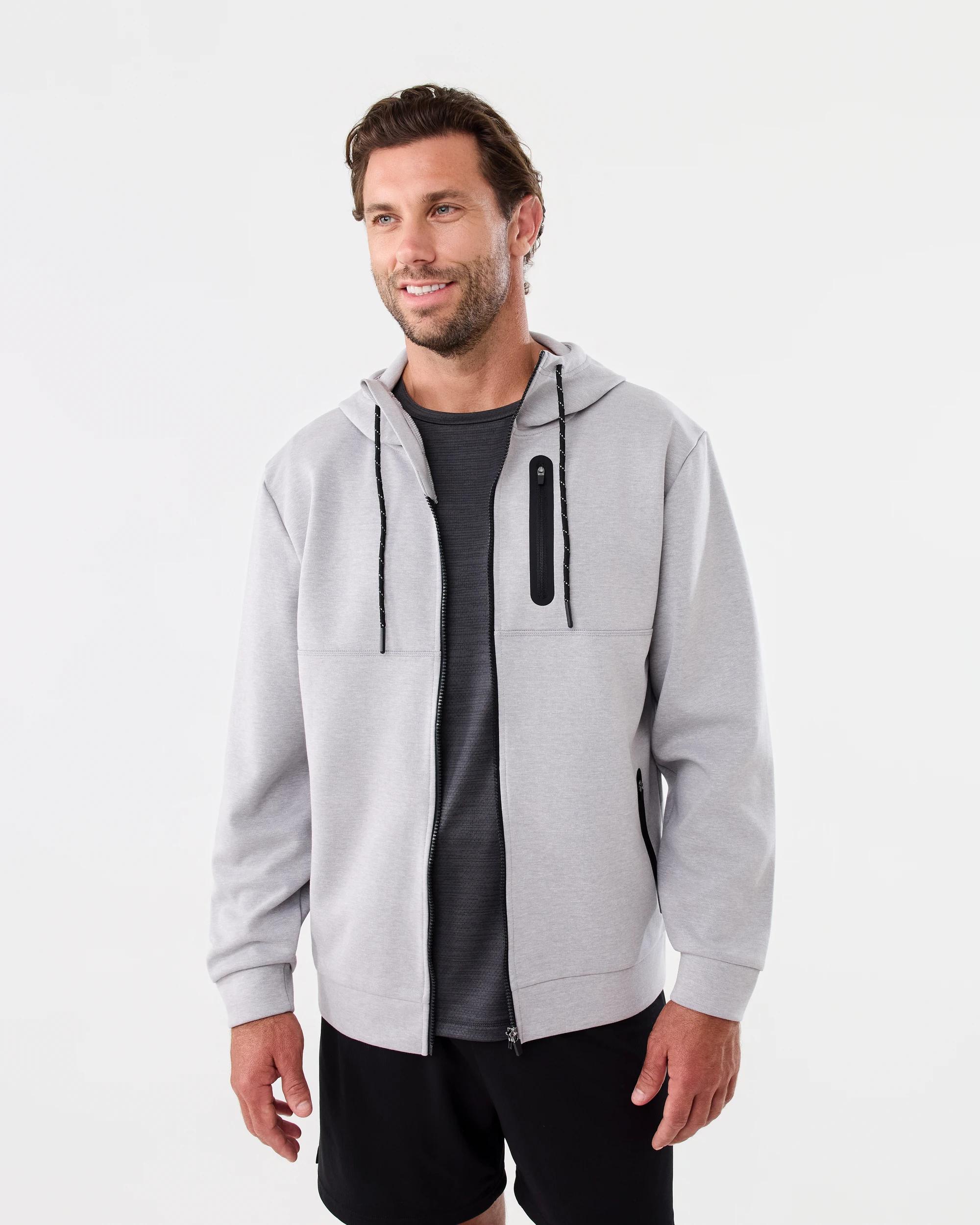 1 Active Mens Sports Tech Hoodie Grey Marle, 1 of 8