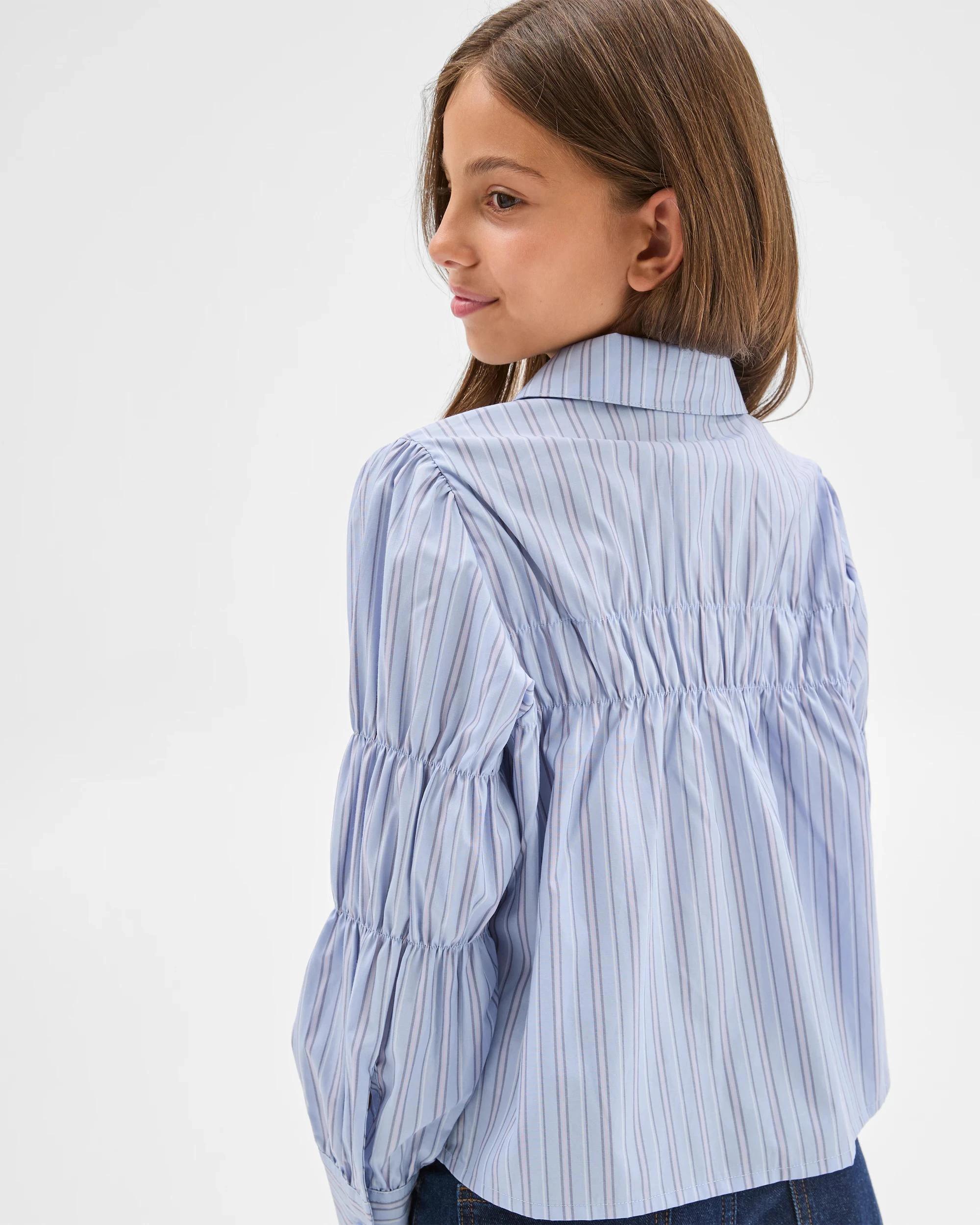5 Target Kids Long Sleeve Ruched Pinstripe Shirt BLUE, 5 of 7