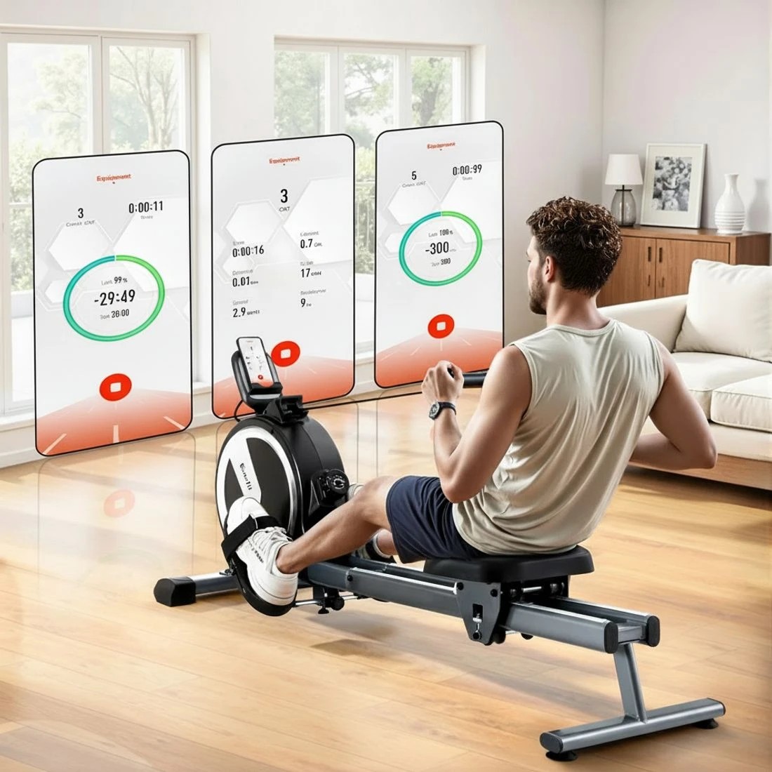 4 Everfit 16 Level Magnetic Rowing Machine for Home with App Connect - Black, 4 of 6