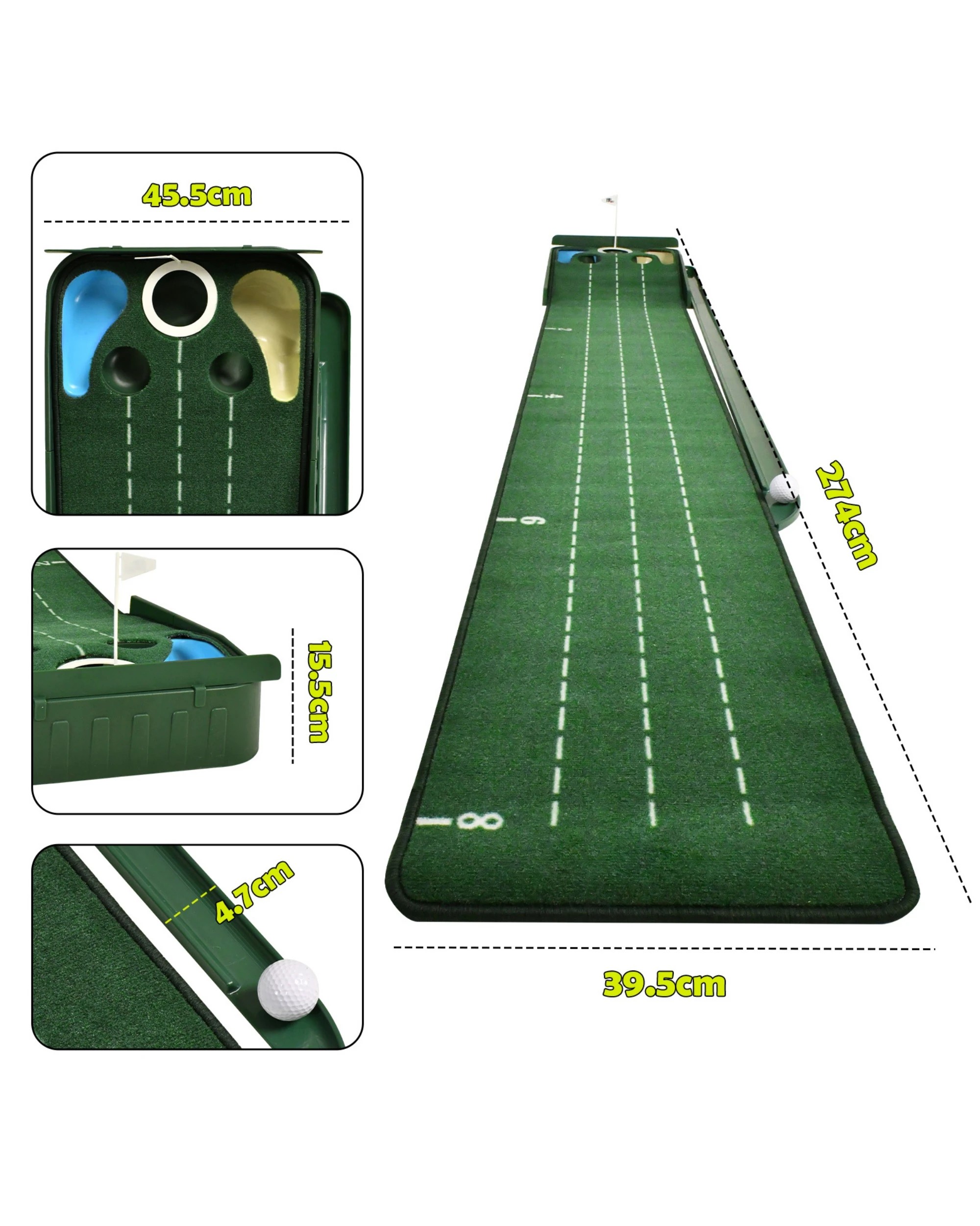 5 Advwin 5 Holes Golf Putting Mat with Auto Ball Return - Green, 5 of 7