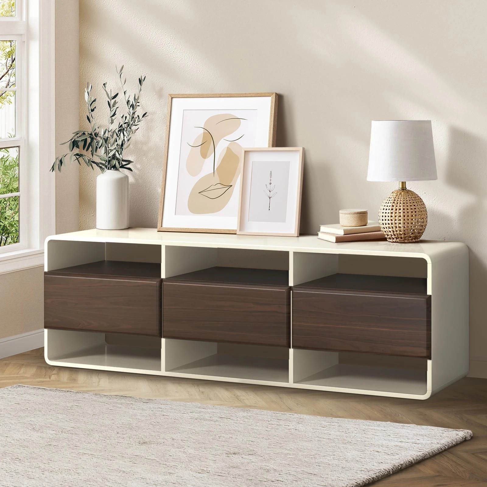 3 Oikiture TV Cabinet Entertainment Unit 3 Drawers 140cm - Multi, 3 of 10