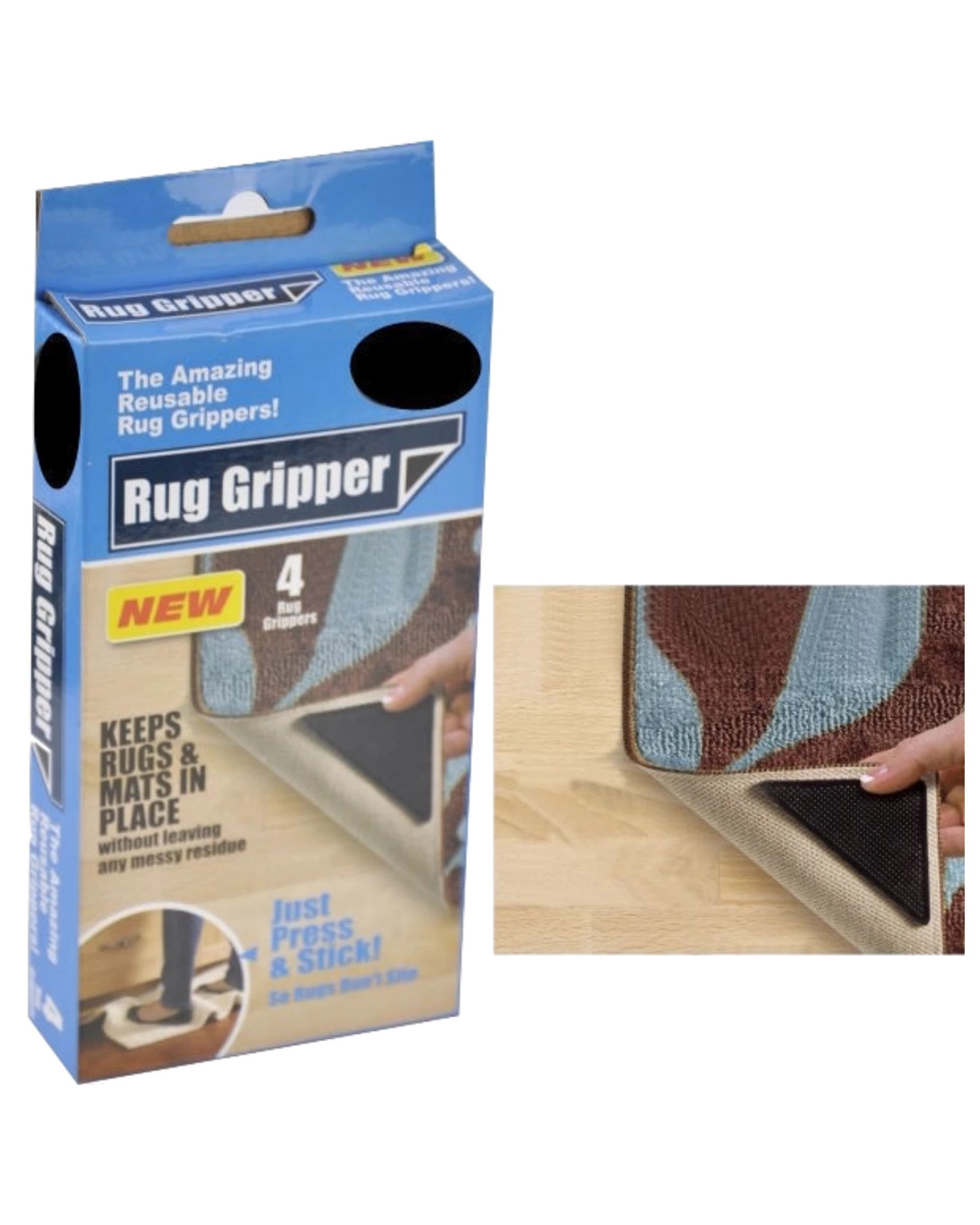 2 Br Home 8x Rug Grippers Non Slip Reusable Carpet Mat Gripper Anti Skid Washable Grip, 2 of 6