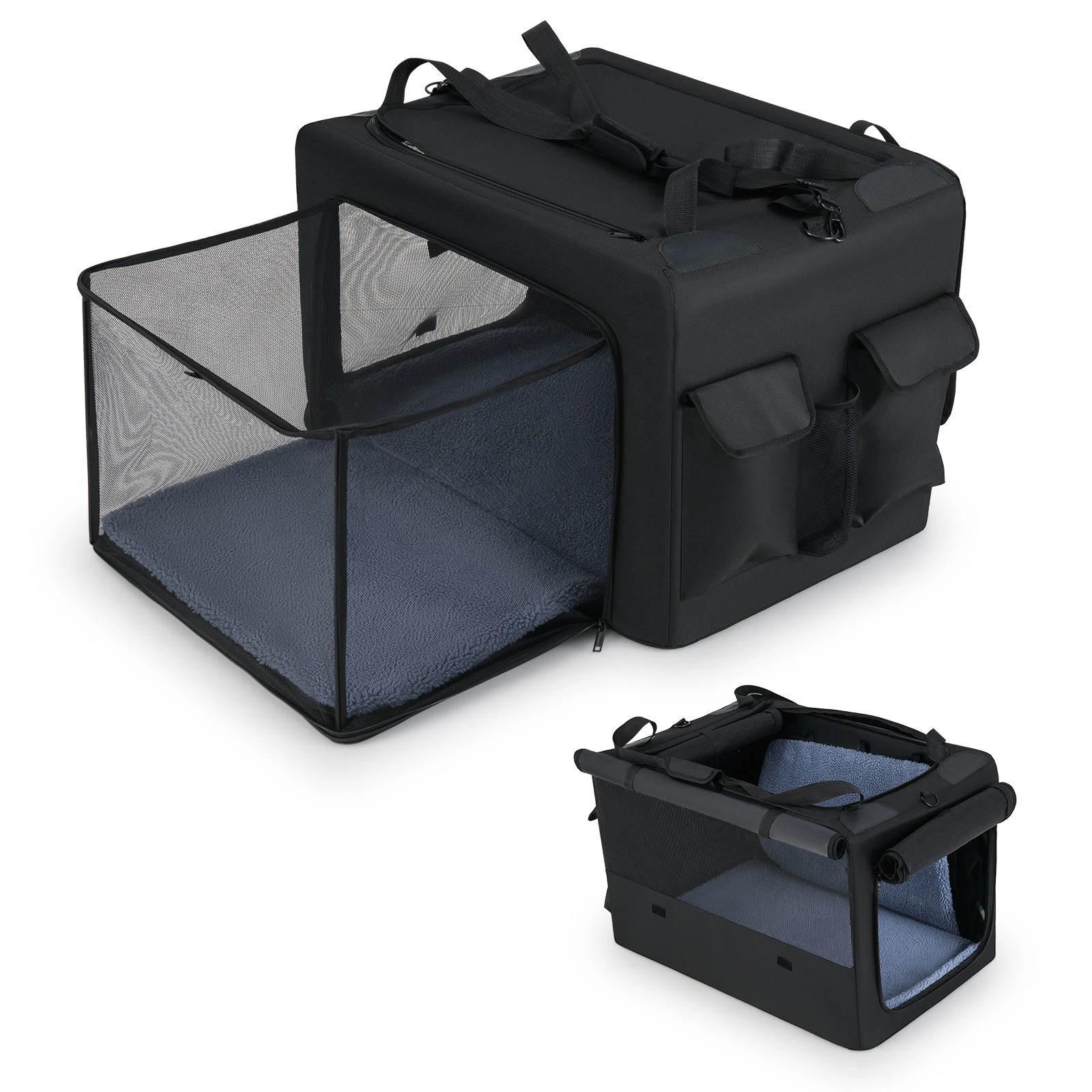 1 Costway Folding Pet Carrier Portable Dog Crate w/Breathable Mesh 90 x 76 x 48cm, 1 of 6