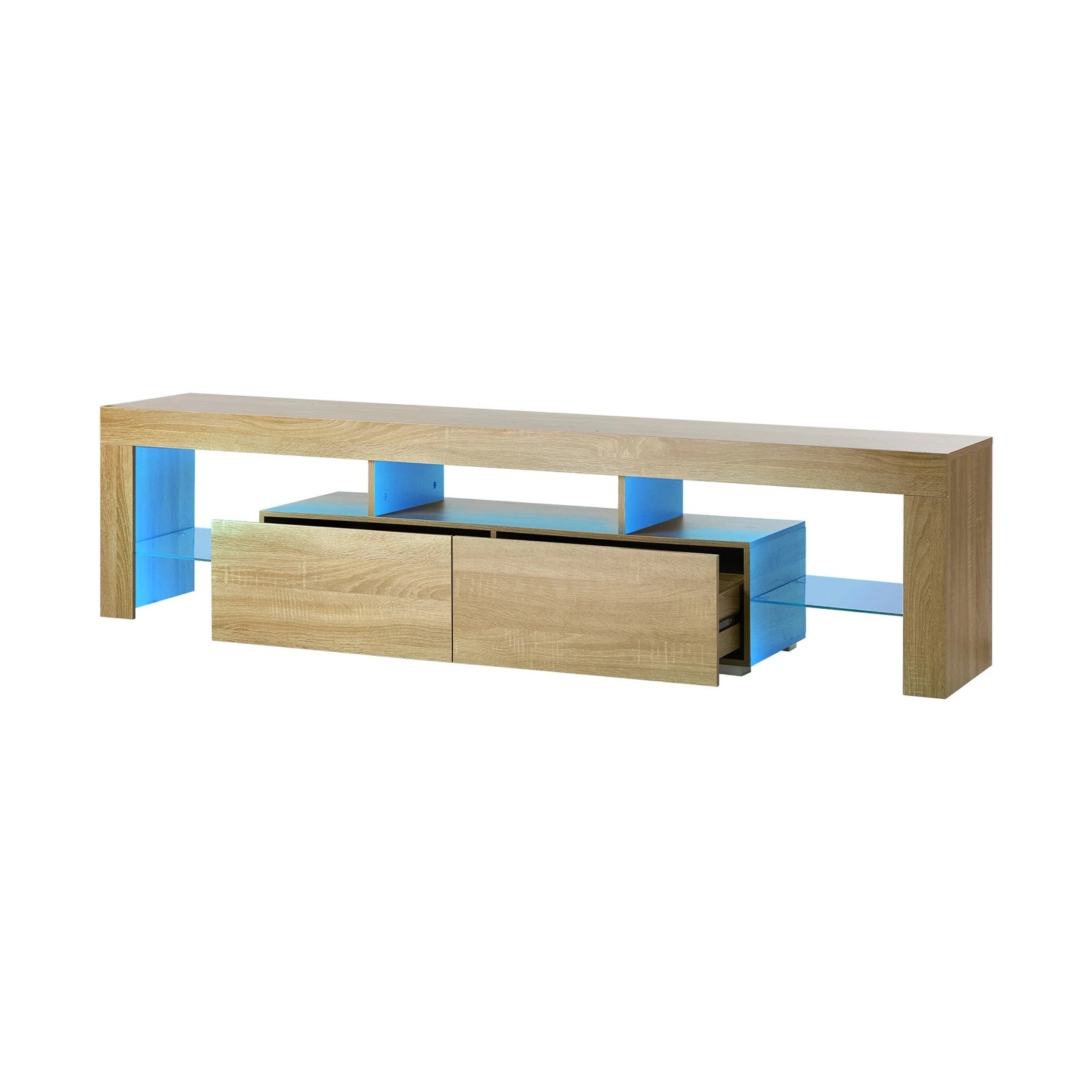 5 Oikiture Entertainment Unit 180cm TV Cabinet Stand Drawers LED RGB - Natural, 5 of 8