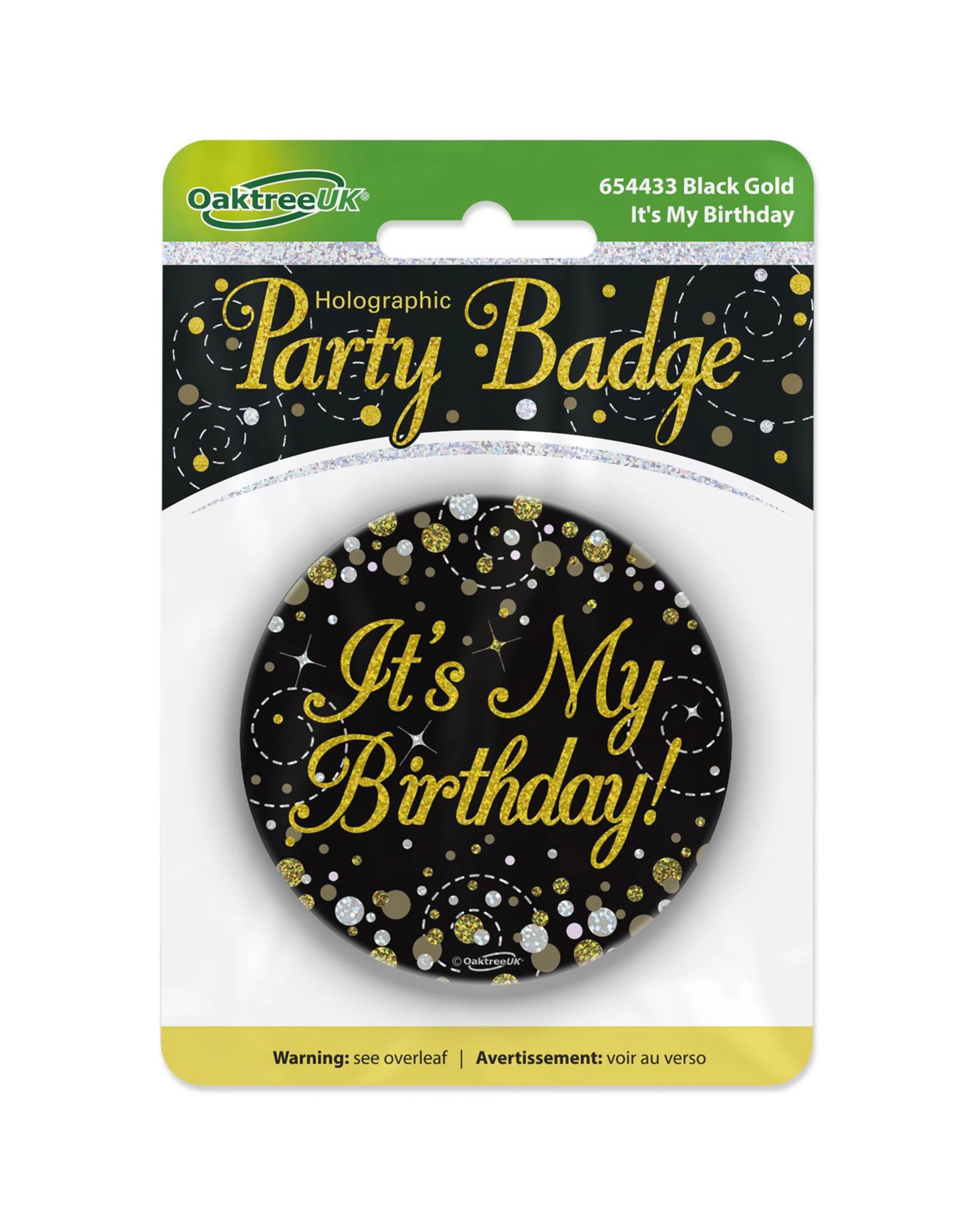 1 Alpen Sparkling Fizz & Gold It's My Birthday Holographic Badge - Black, 1 of 1