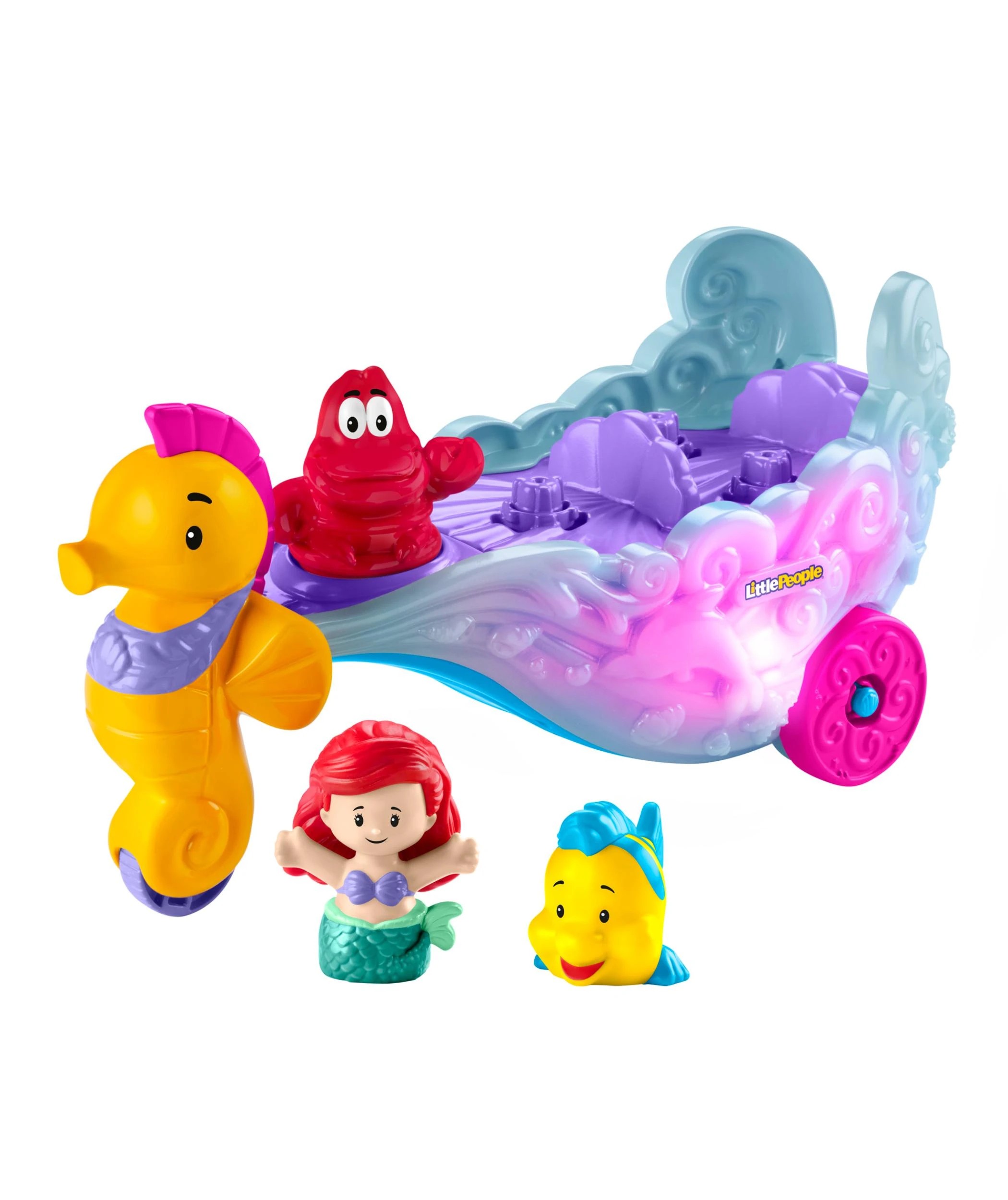 3 Little People Disney Princess Ariels Light - Up Sea Carriage - Multi, 3 of 6