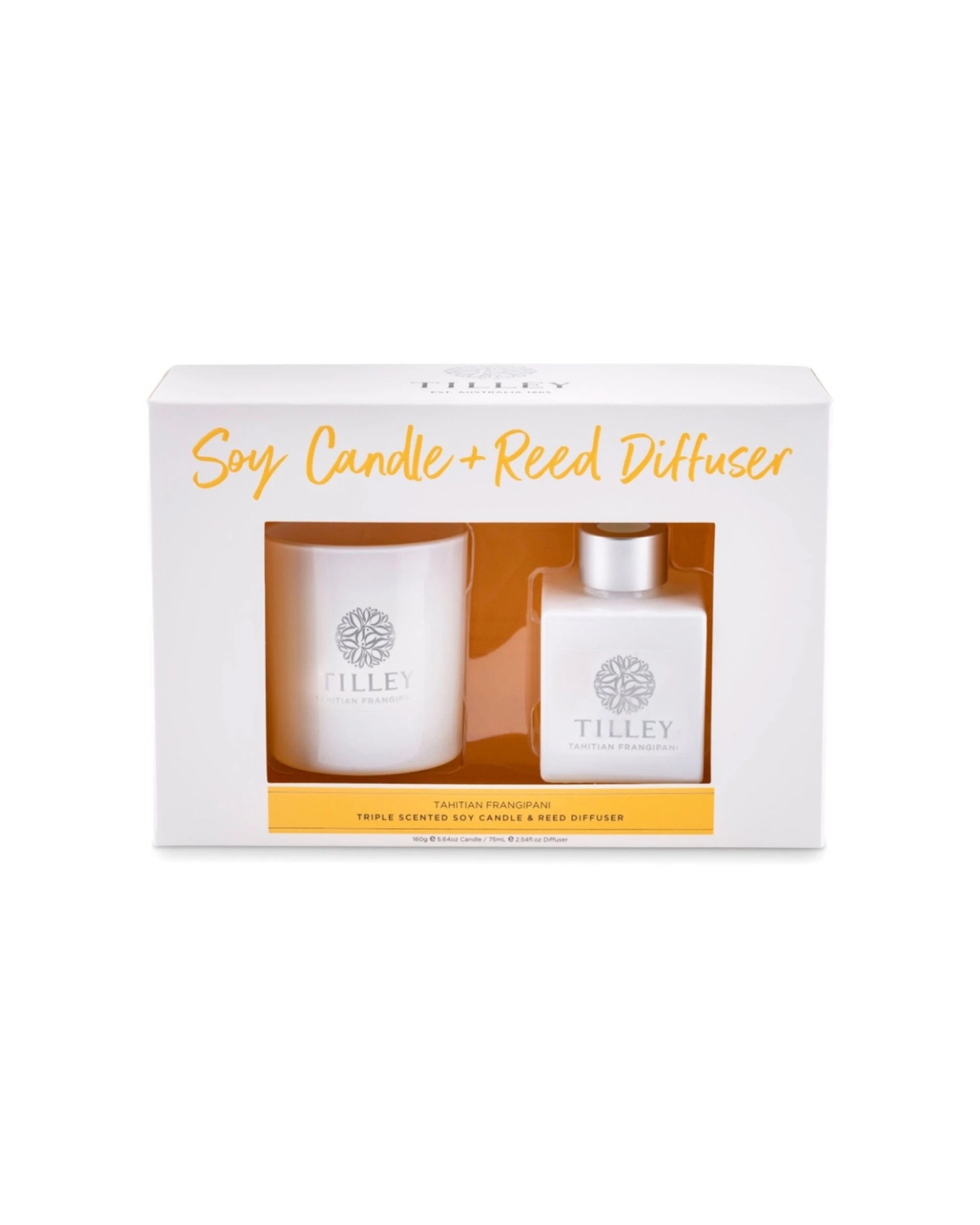 1 Tilley's Tahitian Frangipani Candle & Reed Diffuser 2 Piece Gift Set - White, 1 of 1