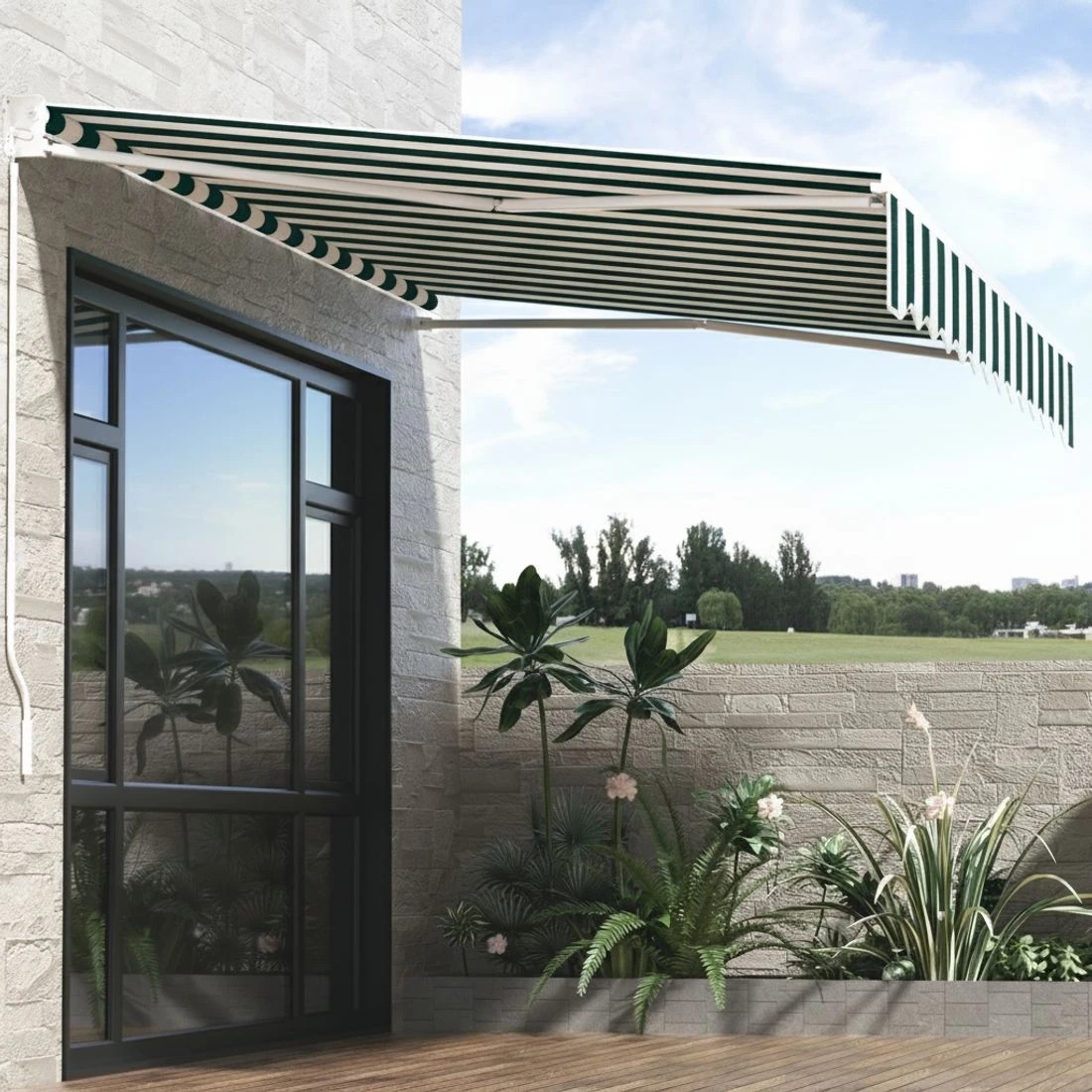 5 Instahut Retractable Folding Arm Awning Motorised Sunshade 3Mx2.5M Green - Multi, 5 of 6