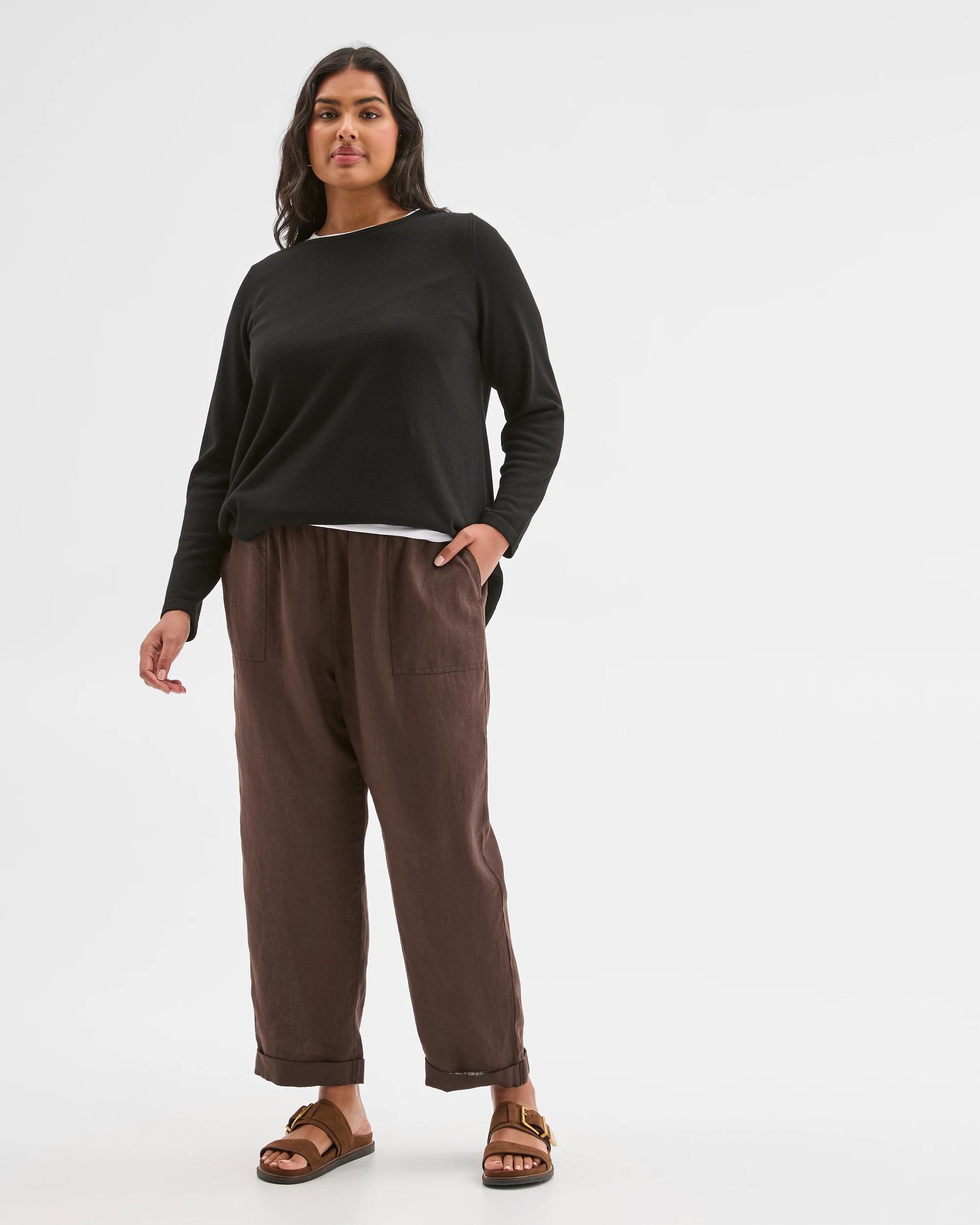 2 Target Curve Plus Size Long Sleeve Curve Hem Rib Jumper BLACK, 2 of 5