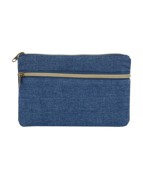Denim Twin Zip Pencil Case