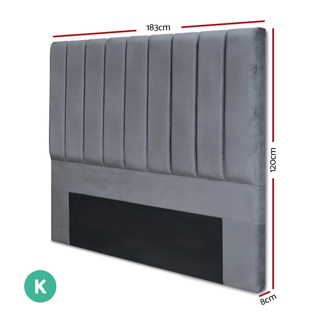 2 Artiss Bed Head Headboard King Velvet Upholstered Plush Comfort Bedroom Furniture Modern Decor Bed Frame - Grey, 2 of 10