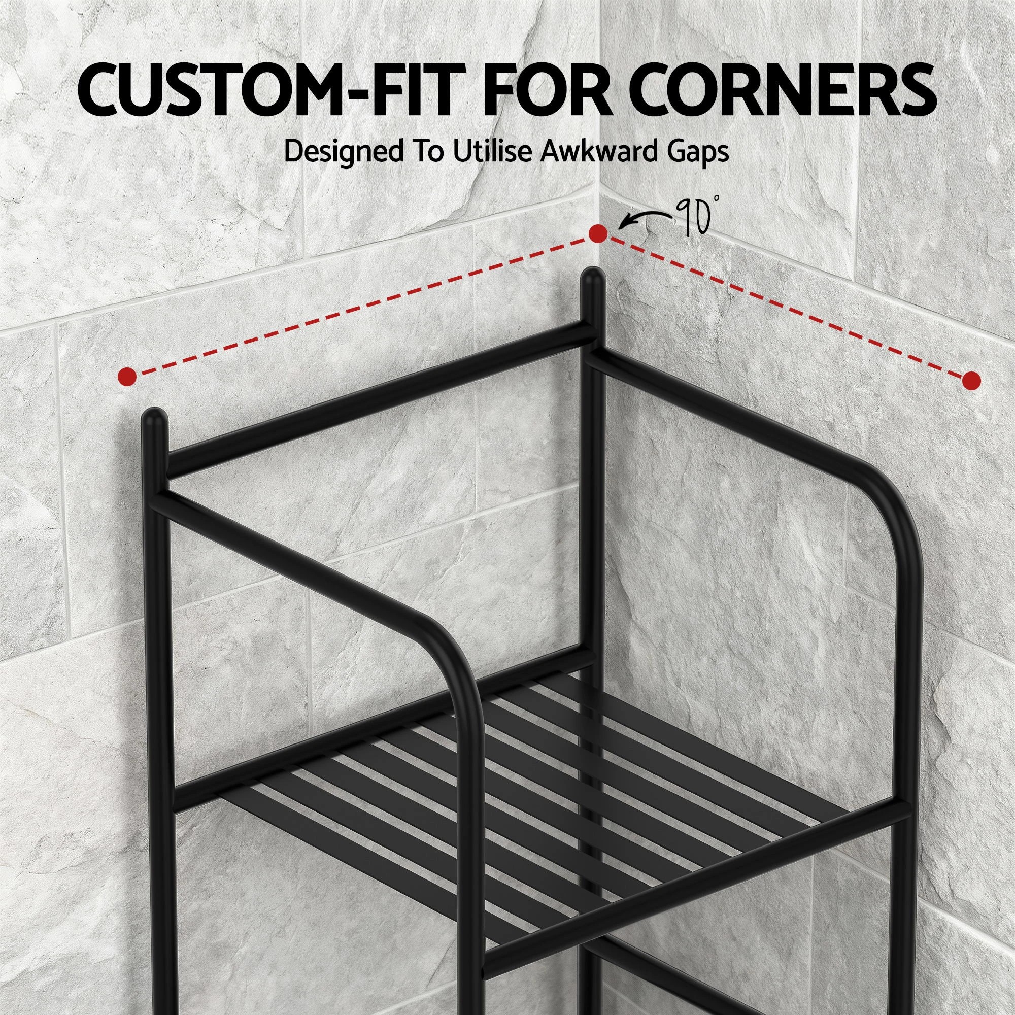 4 Artiss 5 Tier Floor Standing Corner Shower Caddy Bathroom Organizer - Black, 4 of 8