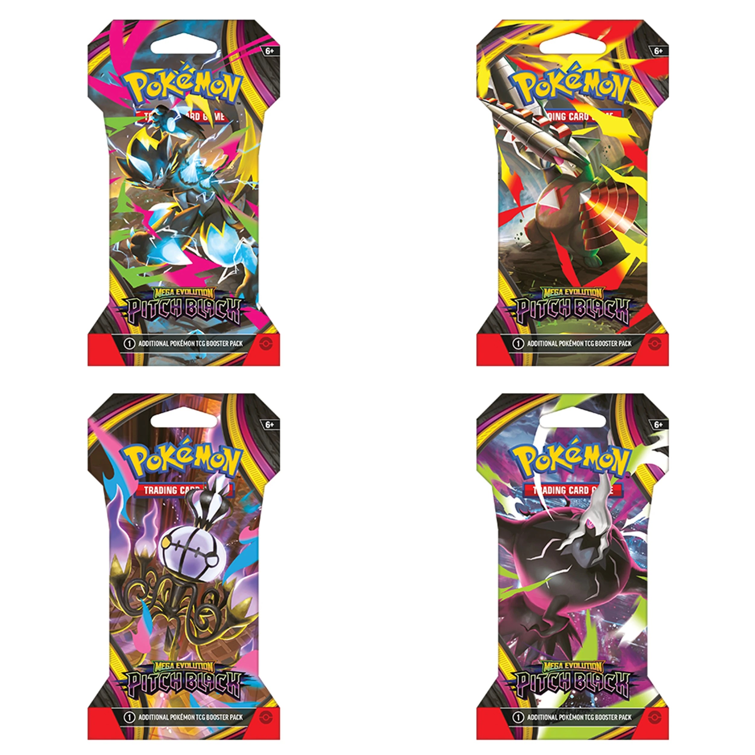 1 Pokemon Trading Card Game: Mega Evolution Pitch Black Sleeved Booster Pack - Assorted, 1 of 6