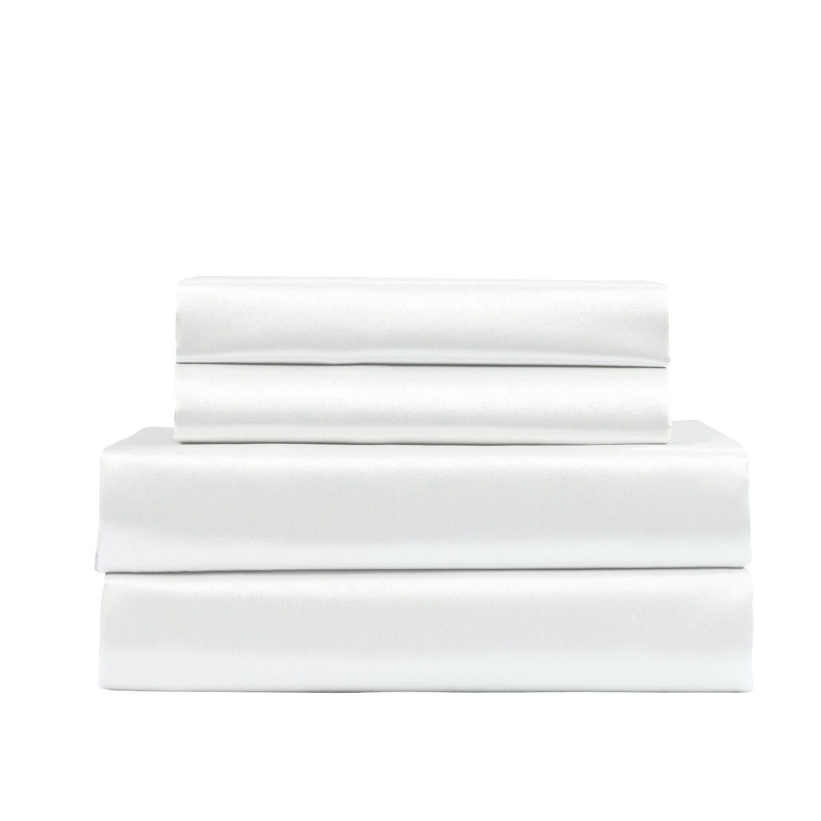 4 Royal Comfort Satin Sheet Set 4 Piece Fitted Flat Sheet Pillowcases Silky Smooth - King Bed - White, 4 of 9