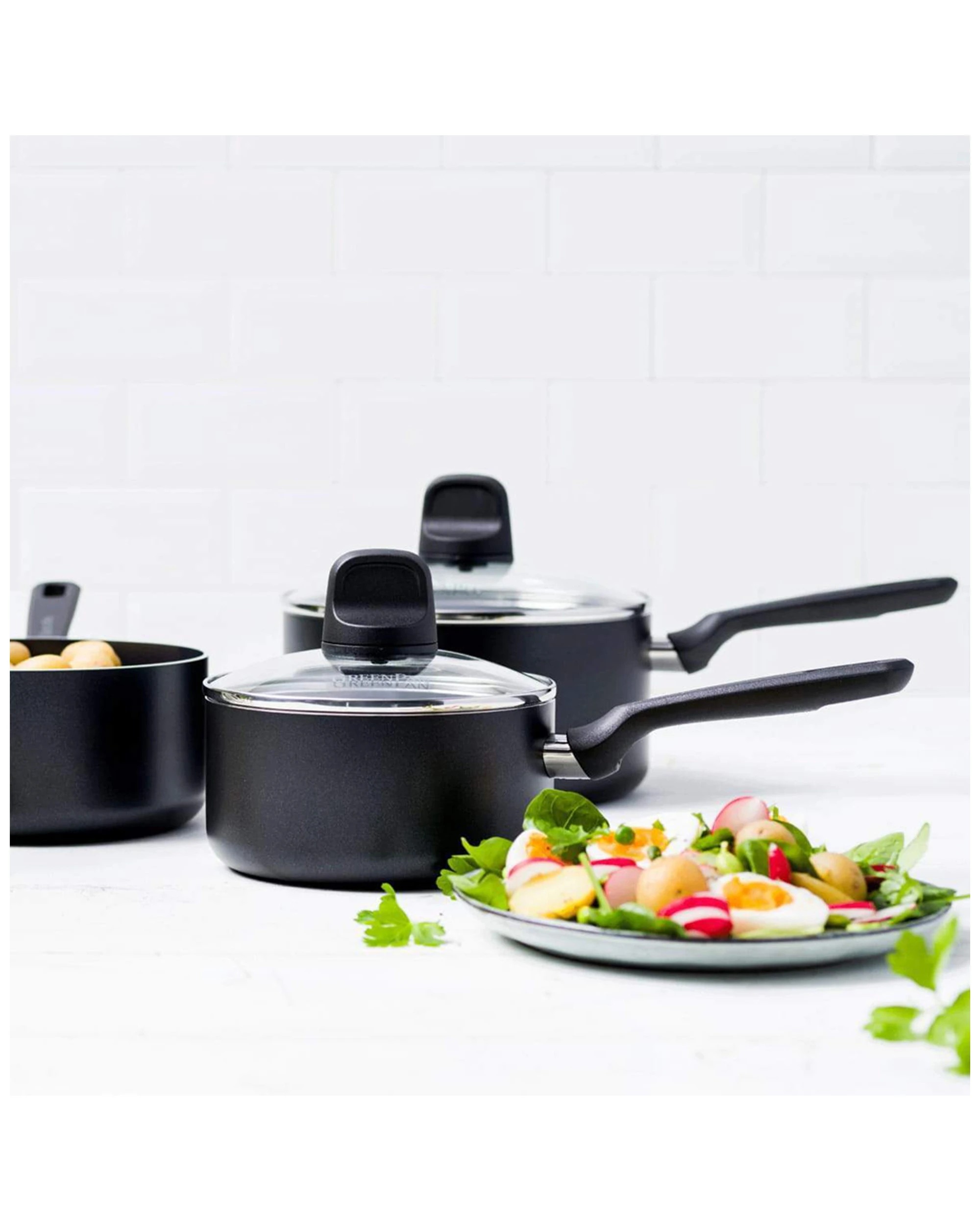 2 3pc Greenpan Memphis Series Non Stick Coated Saucepan Set Home Kitchen Cookware
 - Black, 2 of 6