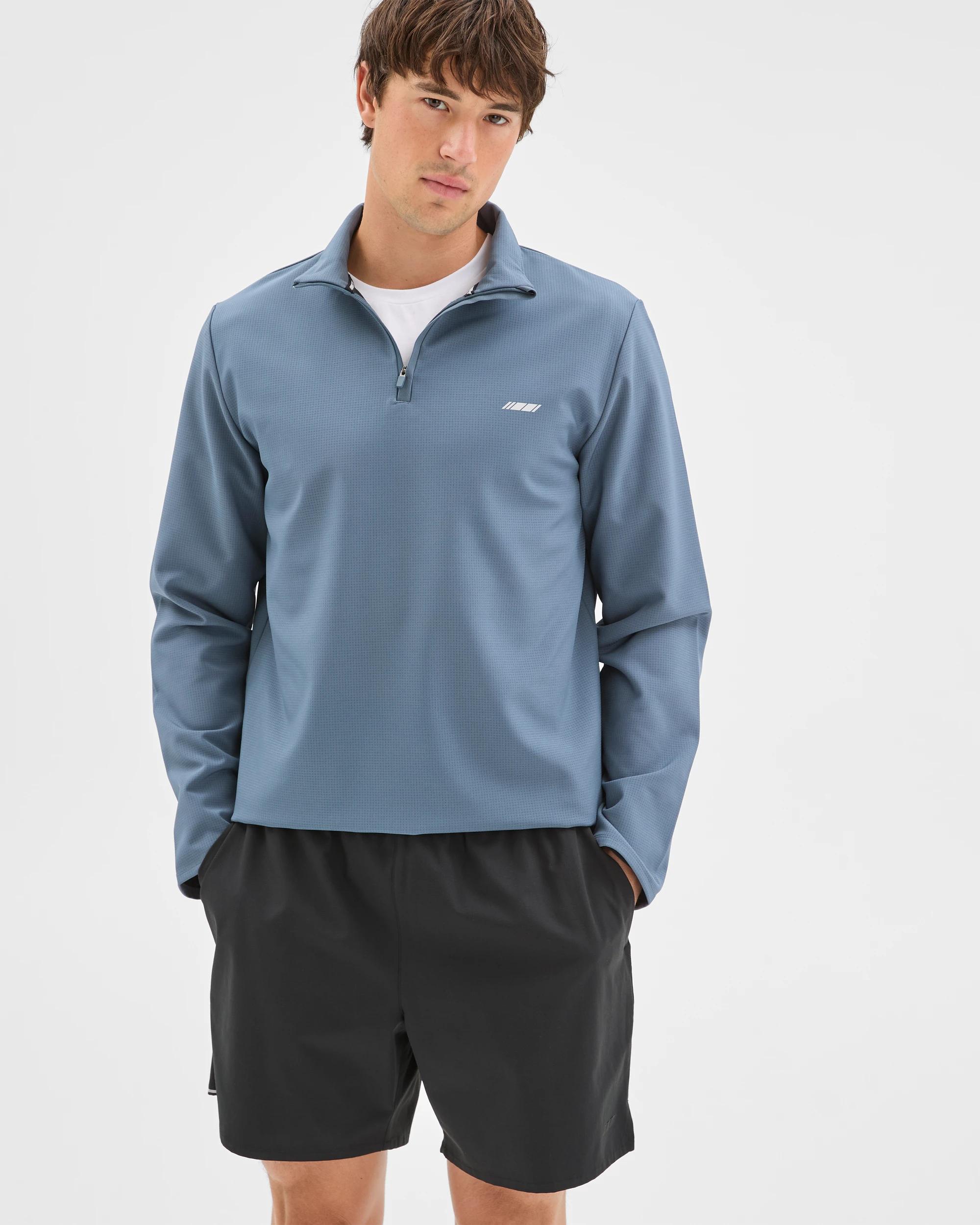 1 Target Active Bonded Quarter Zip Jumper STEEL BLUE, 1 of 6
