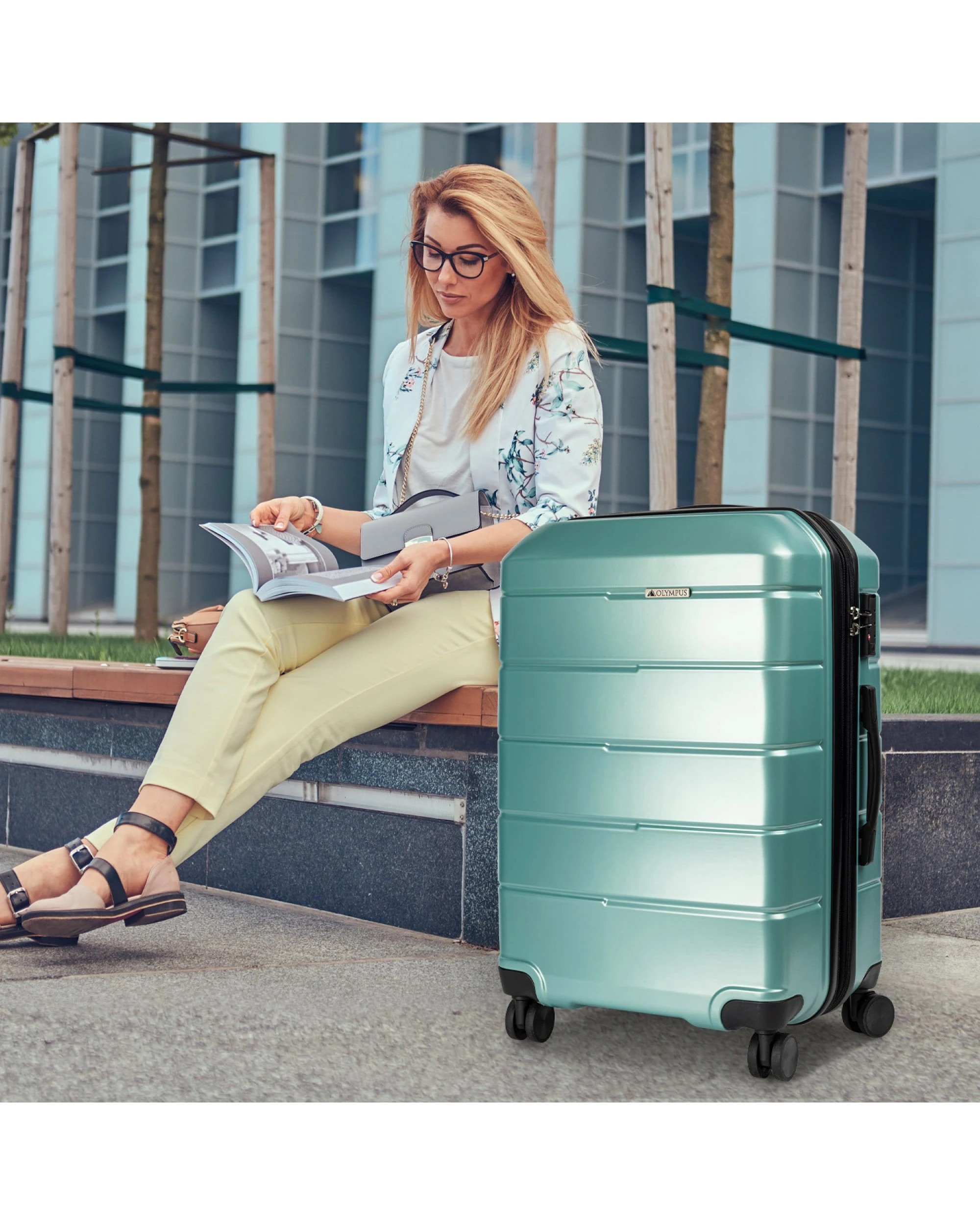 4 Olympus Artemis 24in Hard Shell Suitcase Electric Travel Luggage - Green, 4 of 8