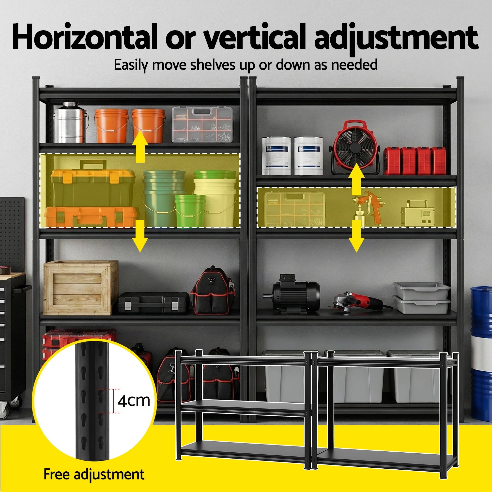 3 Giantz Garage Shelving 1.8X1.2m Warehouse Rack Storage Shelves Workshop Racks Steel - Black, 3 of 6