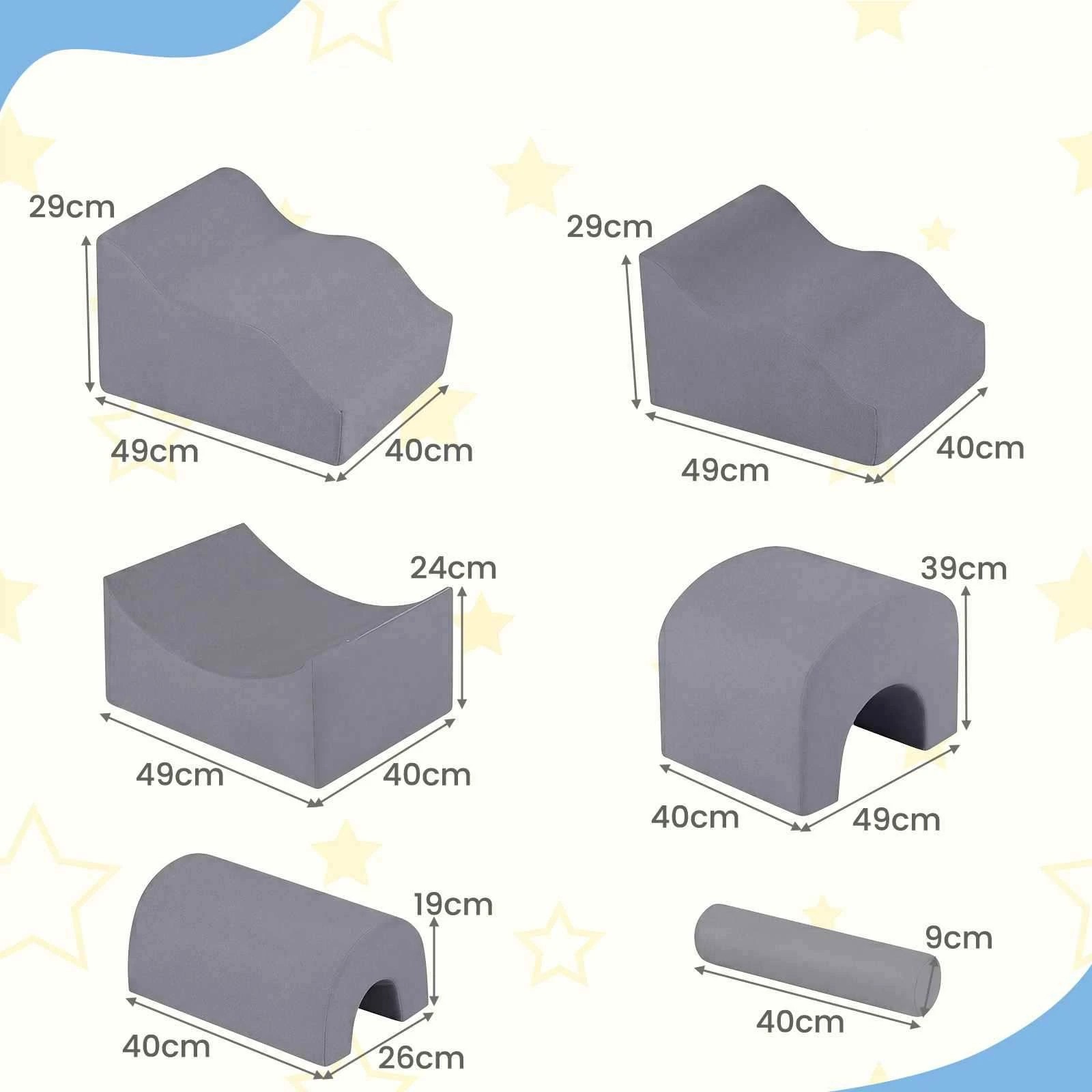 2 Costway 6 Piece Crawl & Climb Foam Play Set Climbing Blocks Soft Toys Indoor Gym Playset - Grey, 2 of 3
