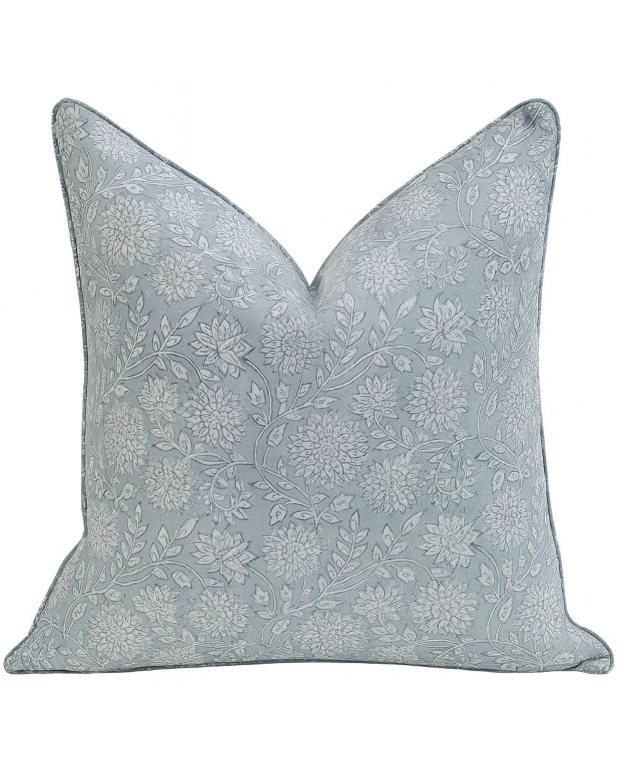 1 Kolka Pastel Grey Floral Luxurious Soft Cotton Voile Decorative Cushion - Grey, 1 of 2