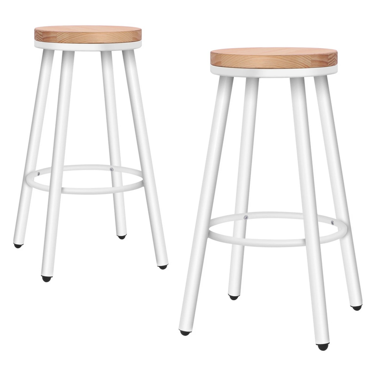 1 Alfordson 2x Bar Stools Retro Kitchen Vintage Chair Industrial Rocio - White, 1 of 10