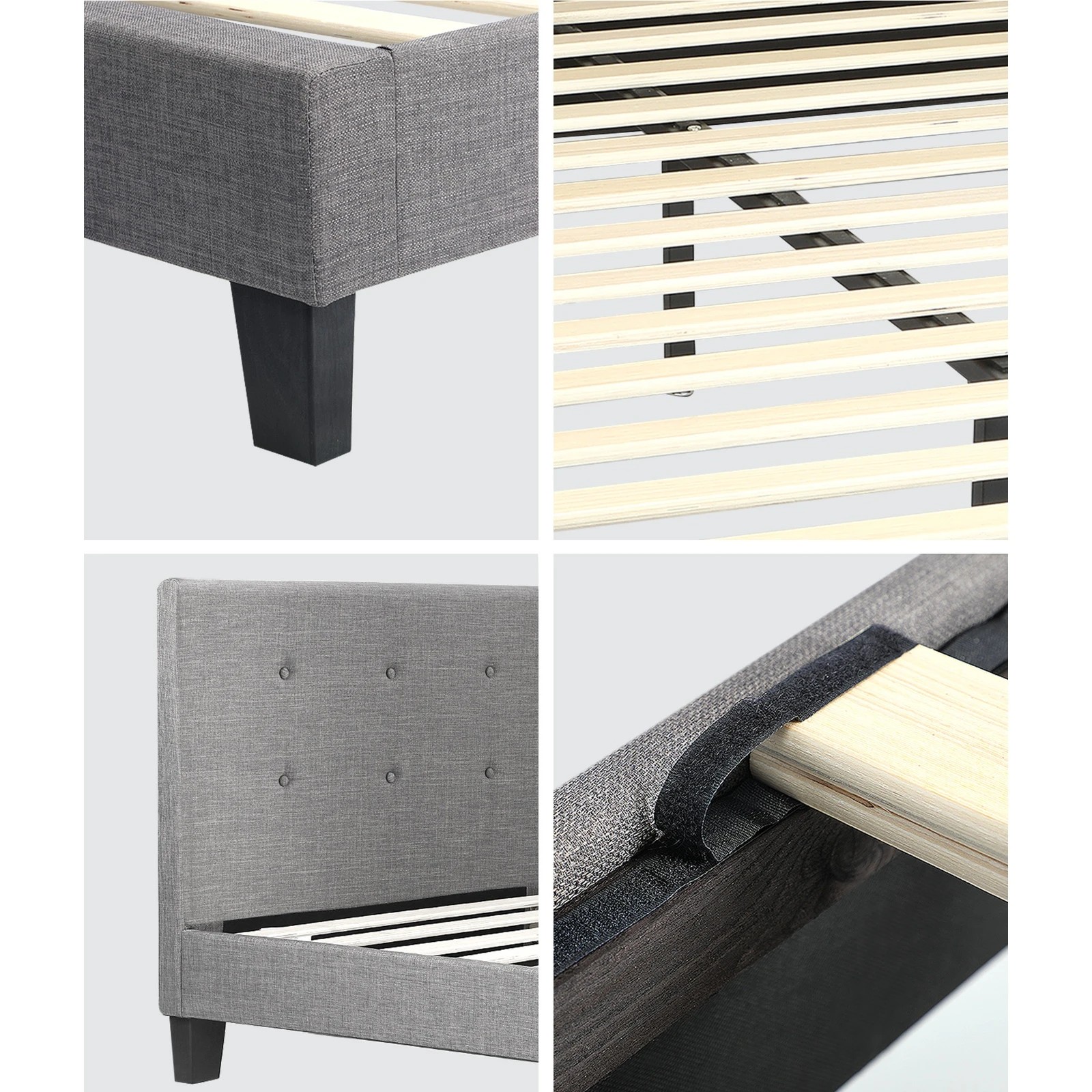 4 Oikiture King Bed Frame Bed Platform
 - Grey, 4 of 10