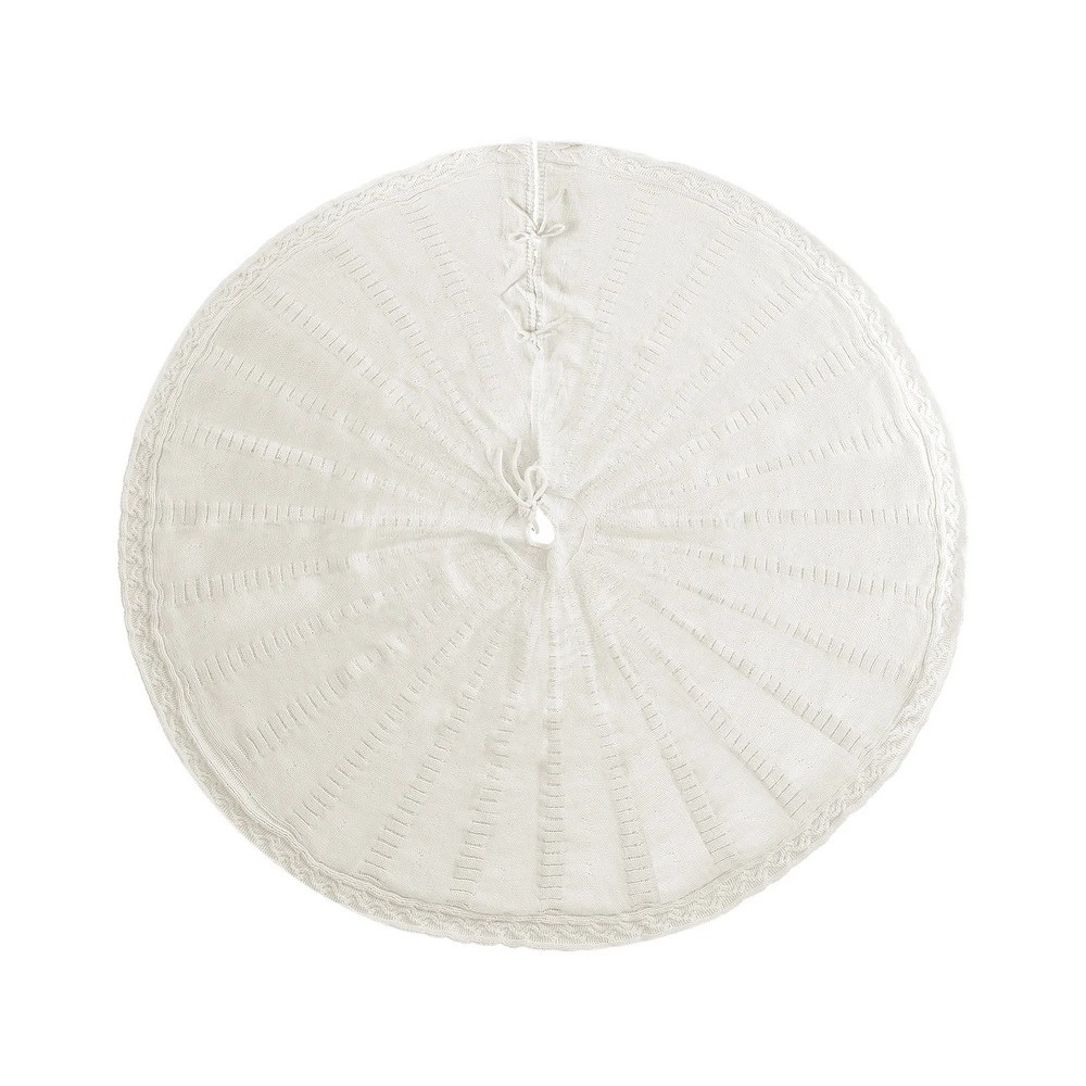 1 Jingle Jollys Christmas Tree Skirt 120cm Knitted Xmas Tree Ornaments Decor - Beige, 1 of 6