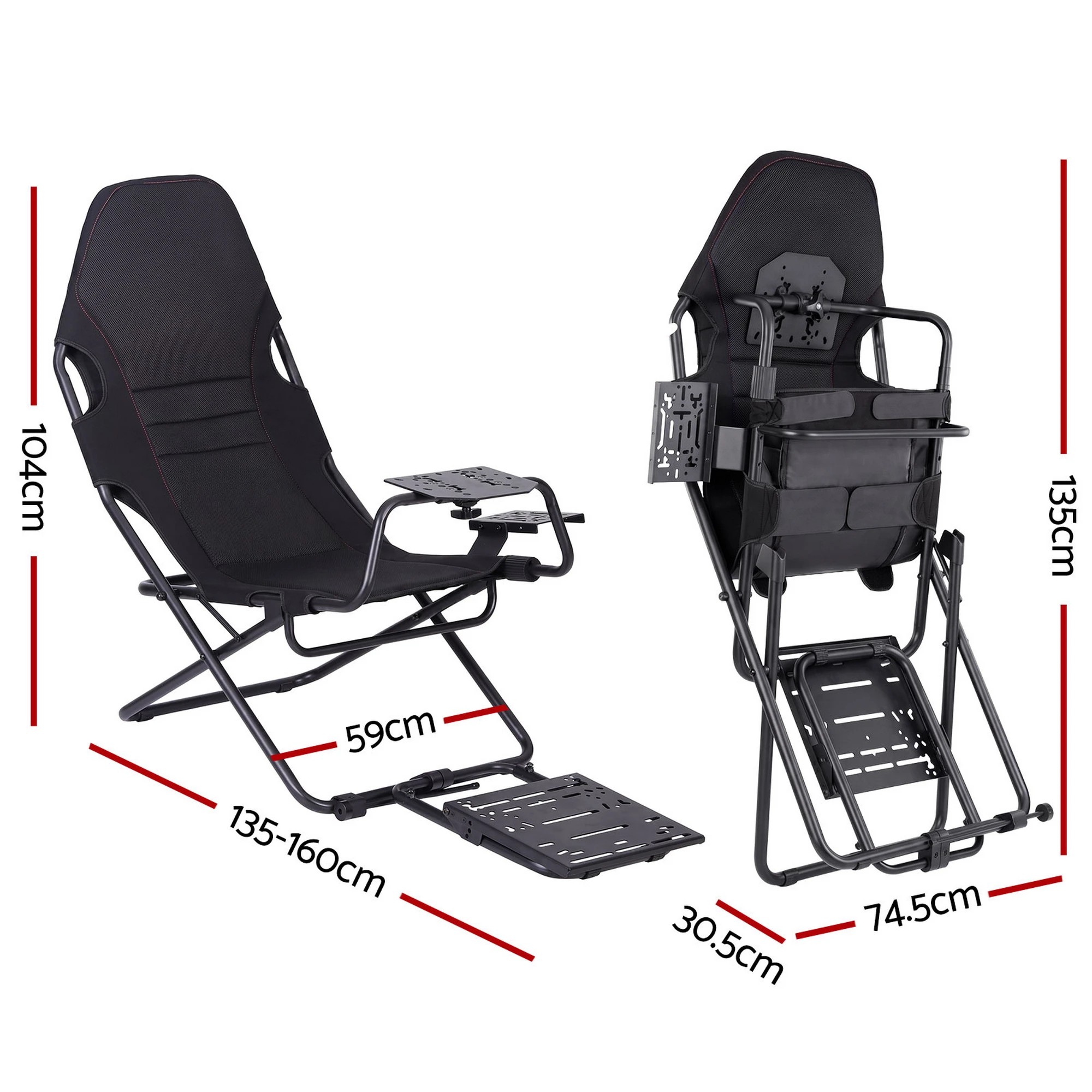 2 Artiss Steel Foldable Racing Simulator Cockpit Seat Wheel Stand Gear Shifter Mount - Black, 2 of 8