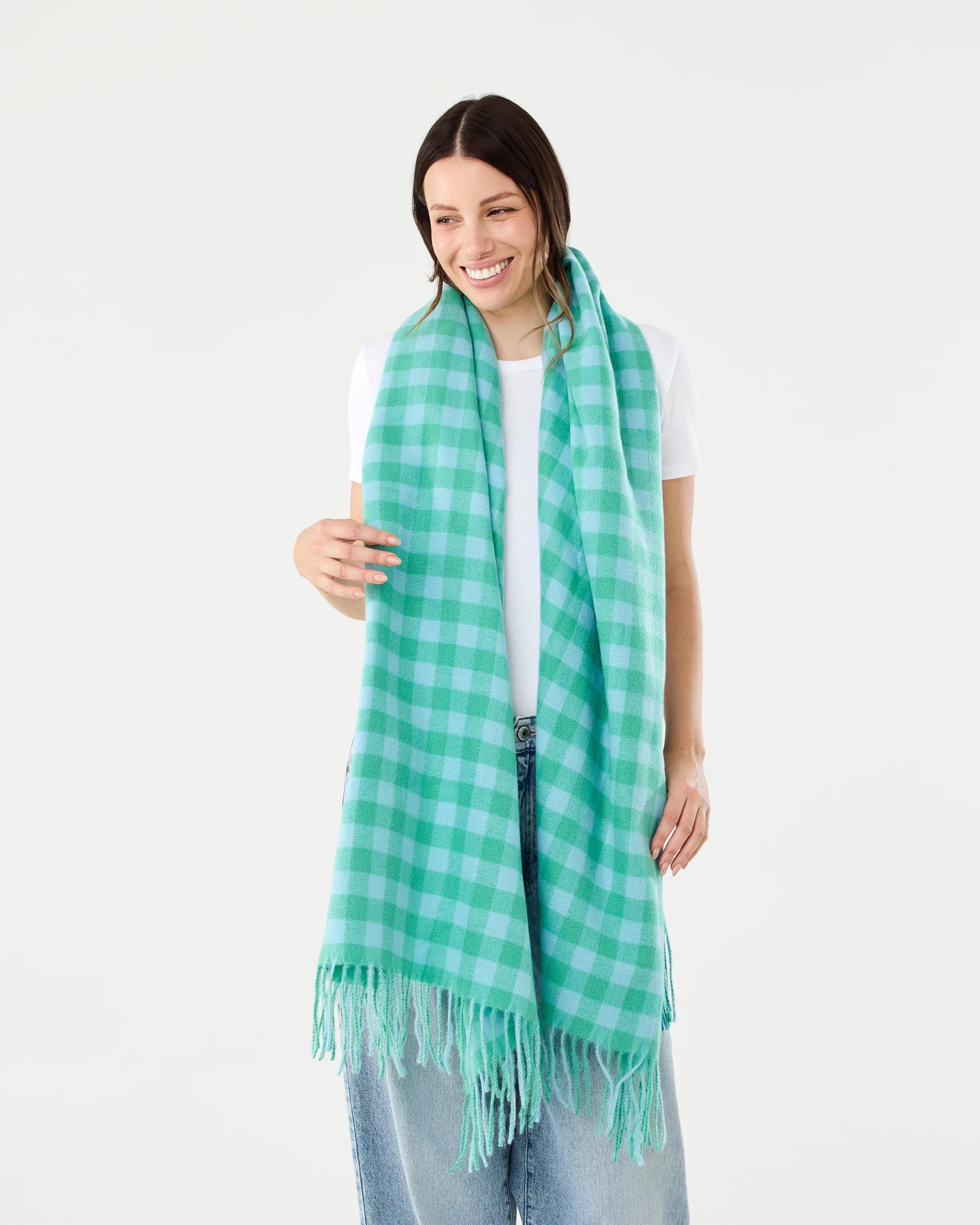 3 Check Scarf Green Chck, 3 of 4