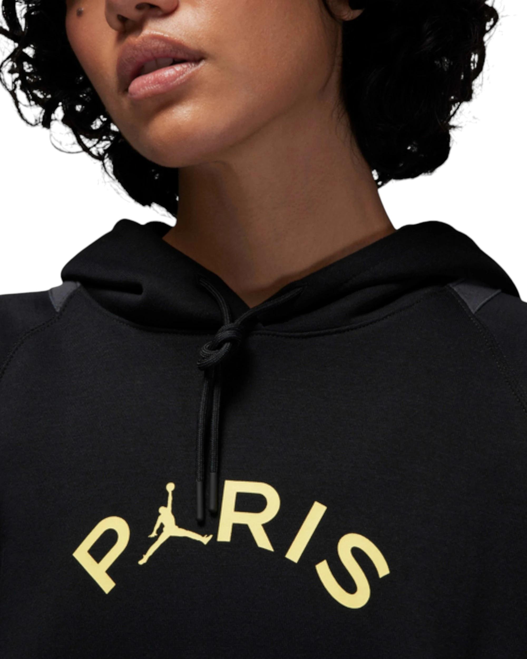 7 Nike Womens Jordan Paris Saint-Germain Brooklyn Fleece Pullover Hoodie BLACK, 7 of 8