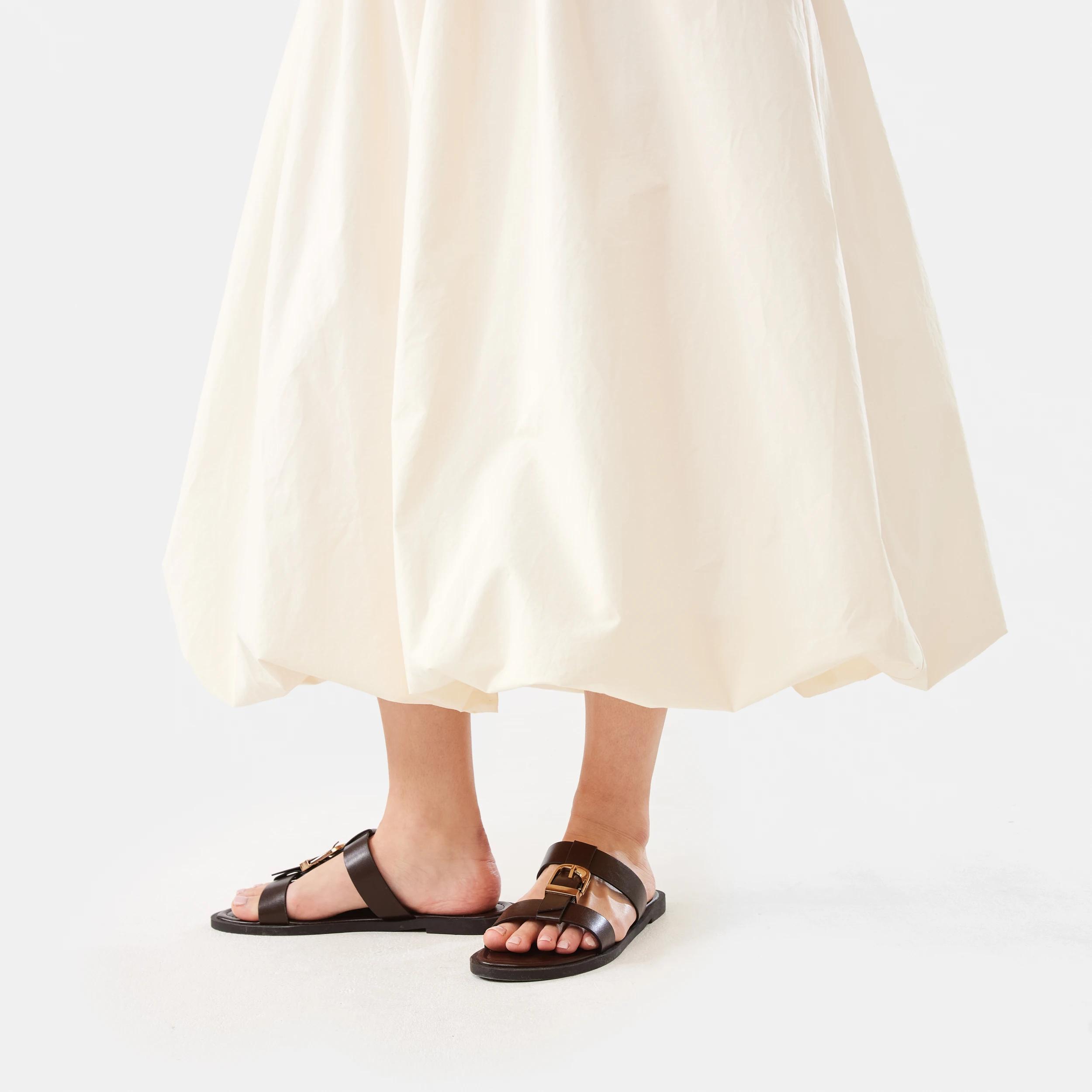 10 Sleeveless Knit Woven Bubble Hem Midi Dress Nat Beige, 10 of 11