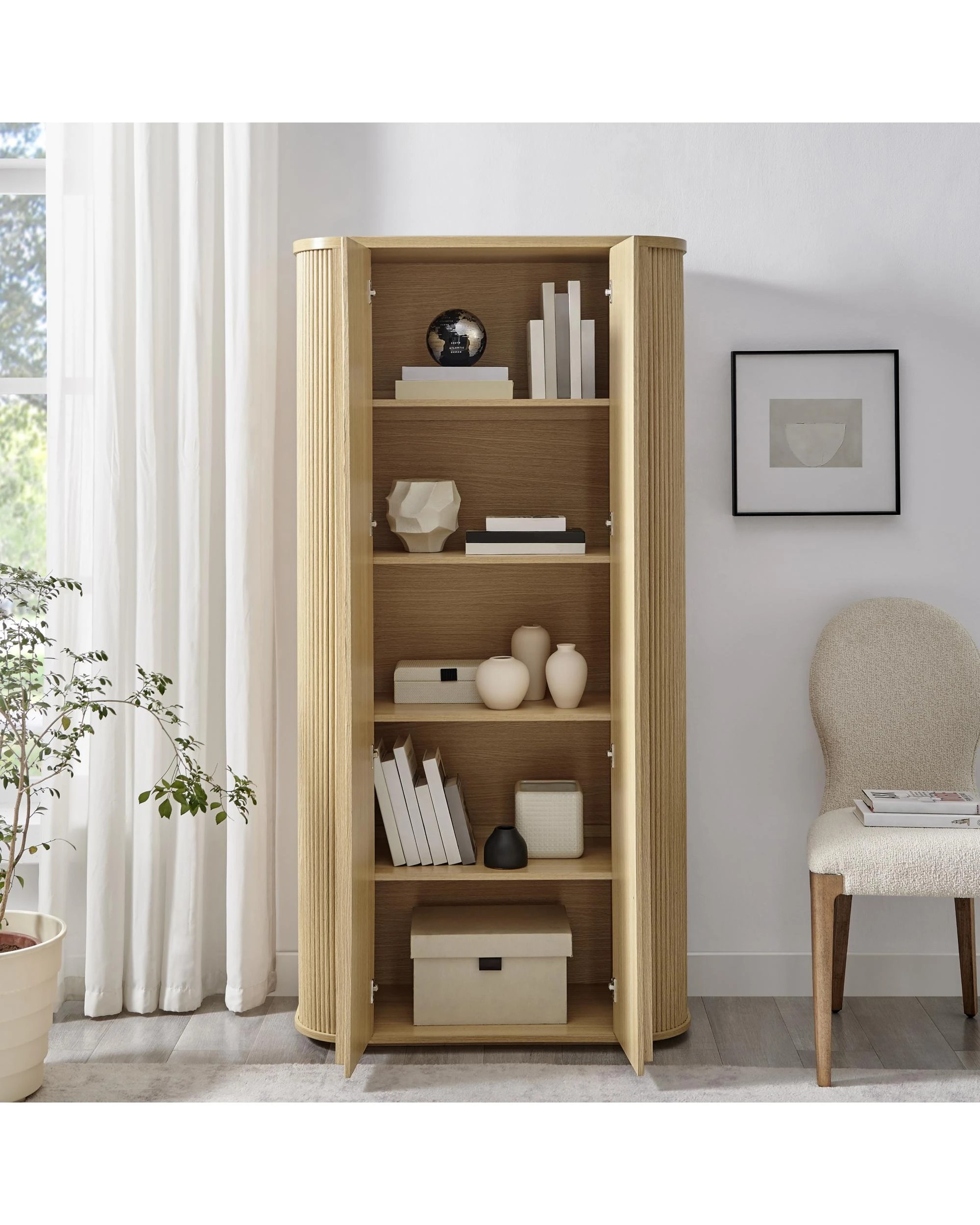 3 Kodu Tall Cabinet Storage 2 Doors - Natural, 3 of 10