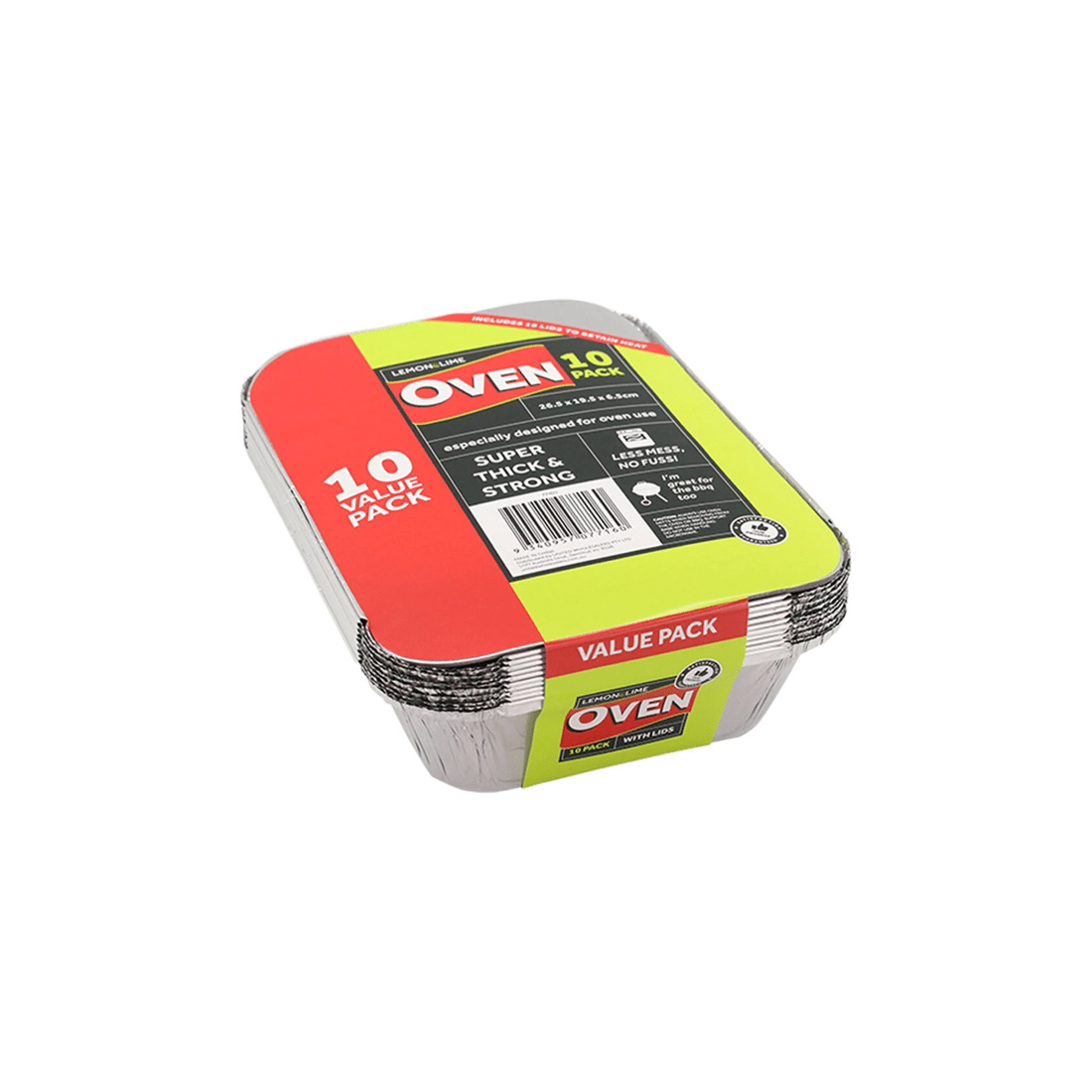 1 10pk Lemon & Lime Disposable Bbq Foil Container Dish/food Tray Baking W/ Lid
 - Silver, 1 of 3