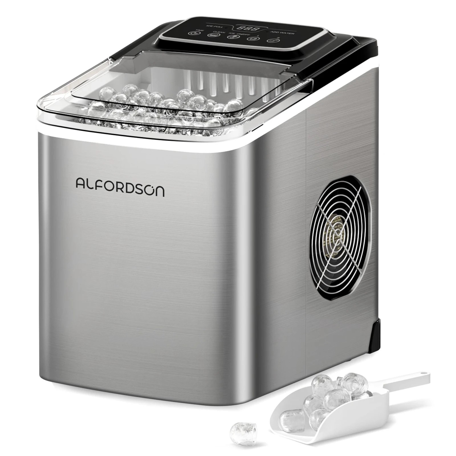 1 Alfordson Portable Ice Maker Machine Commercial 12kg 24hour Timer 2.2L - Silver, 1 of 10