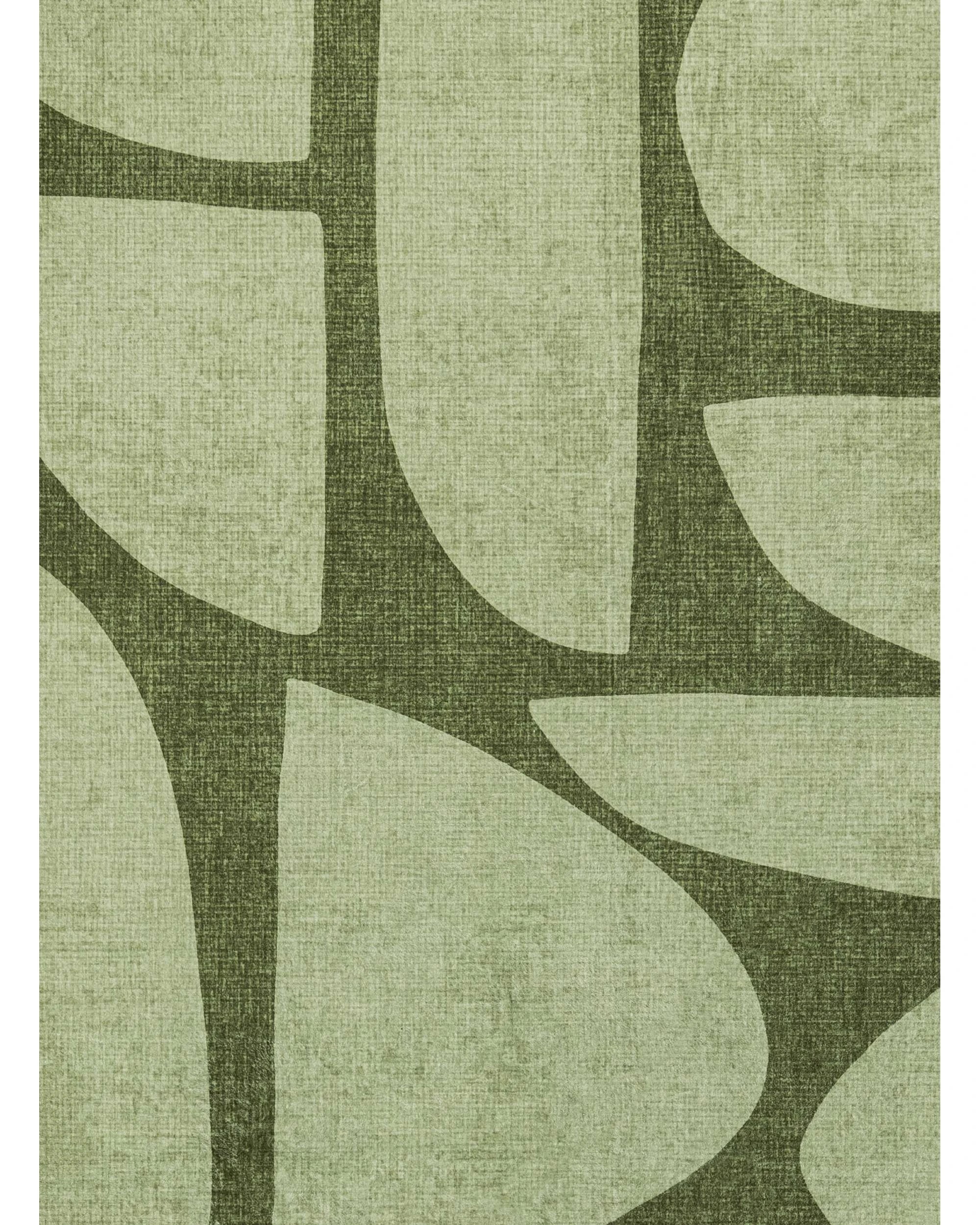 7 Loopsie Brookhaven Printed Washable Rug-220cm x 150cm - Green, 7 of 8