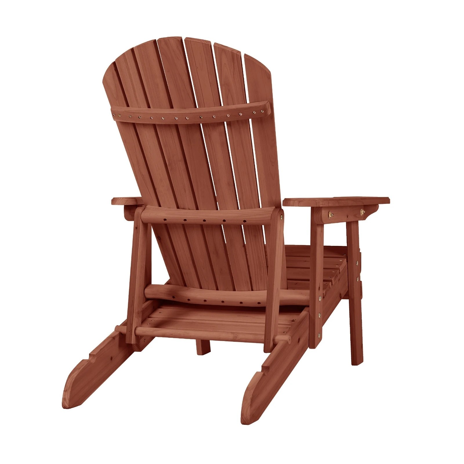 6 Alfordson 2x Outdoor Chairs Wooden Adirondack w/ Ottoman Patio Beach Garden - Brown, 6 of 10