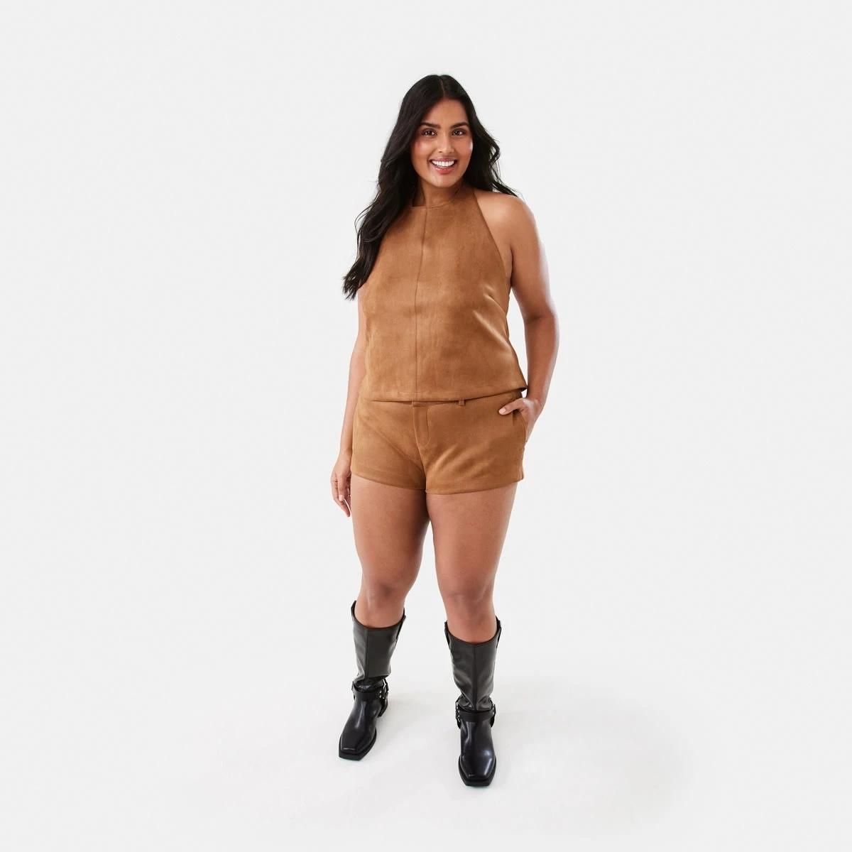 4 Suedette Shorts DEEP CAMEL, 4 of 8