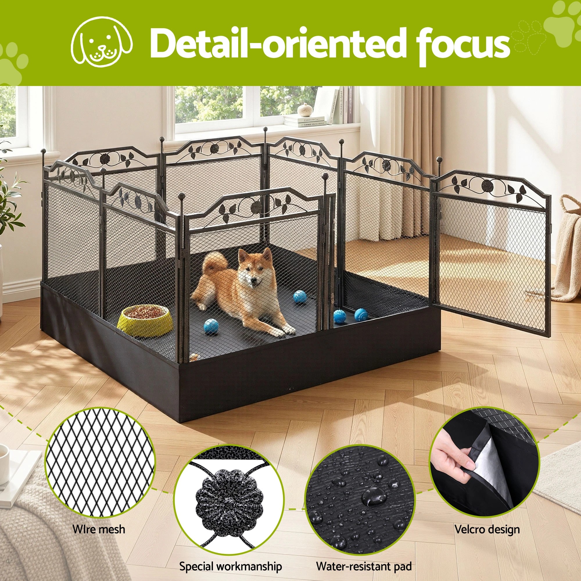 3 i.Pet Pet Dog Playpen Heavy-Duty Enclosure Multi-Configuration Indoor Outdoor - Black, 3 of 5