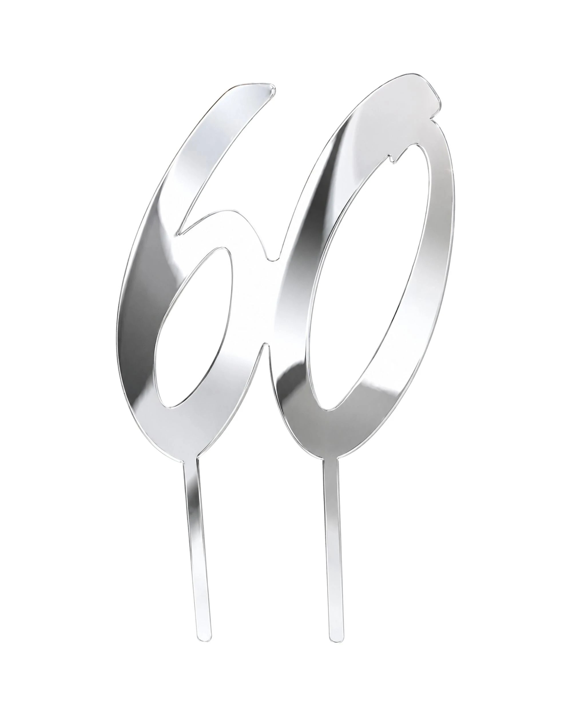 1 JD Party 60 Mirror Cake Topper - Silver, 1 of 2