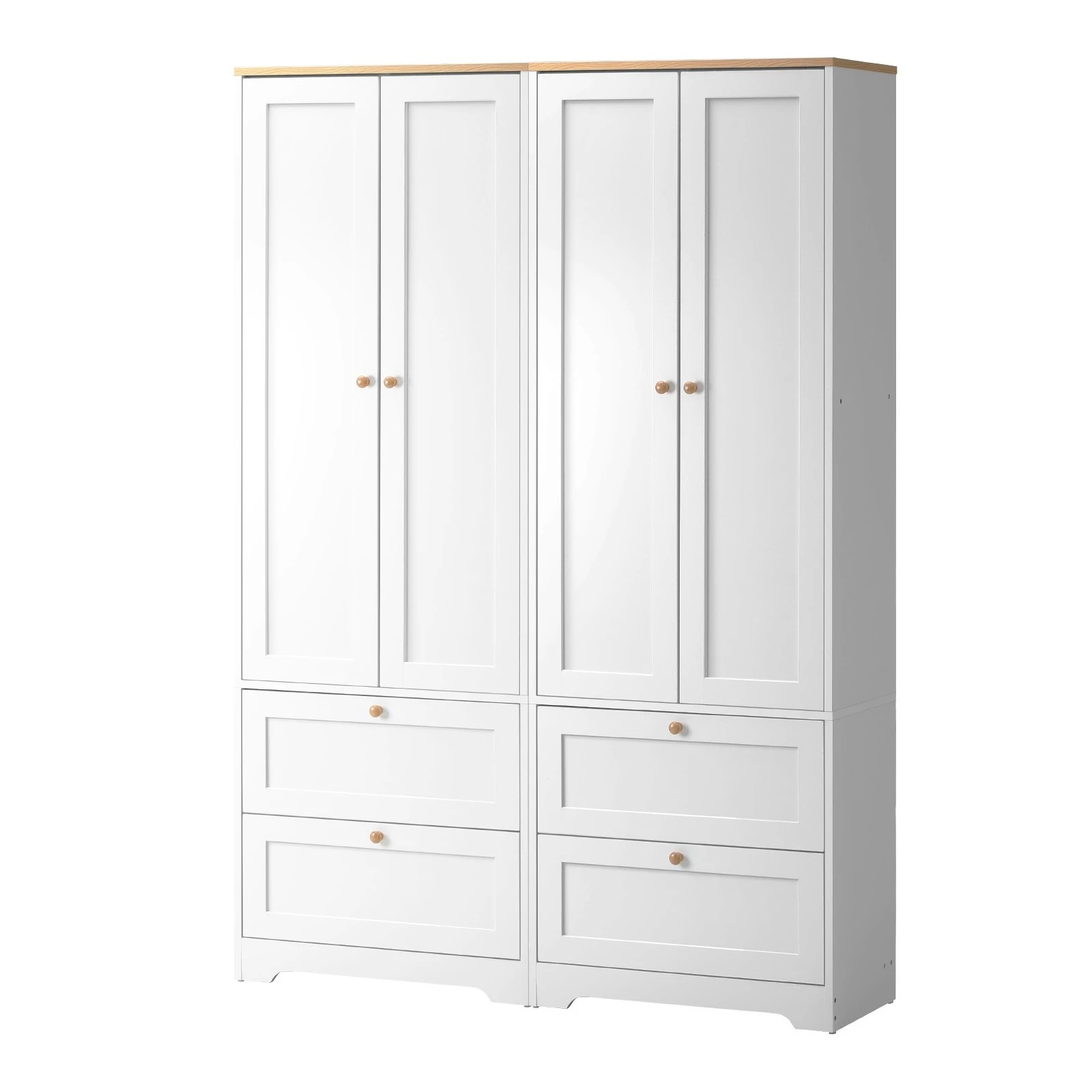 1 Oikiture 2x Buffet Sideboard Storage Cabinet Kitchen Cupboard Wardrobe - White, 1 of 10