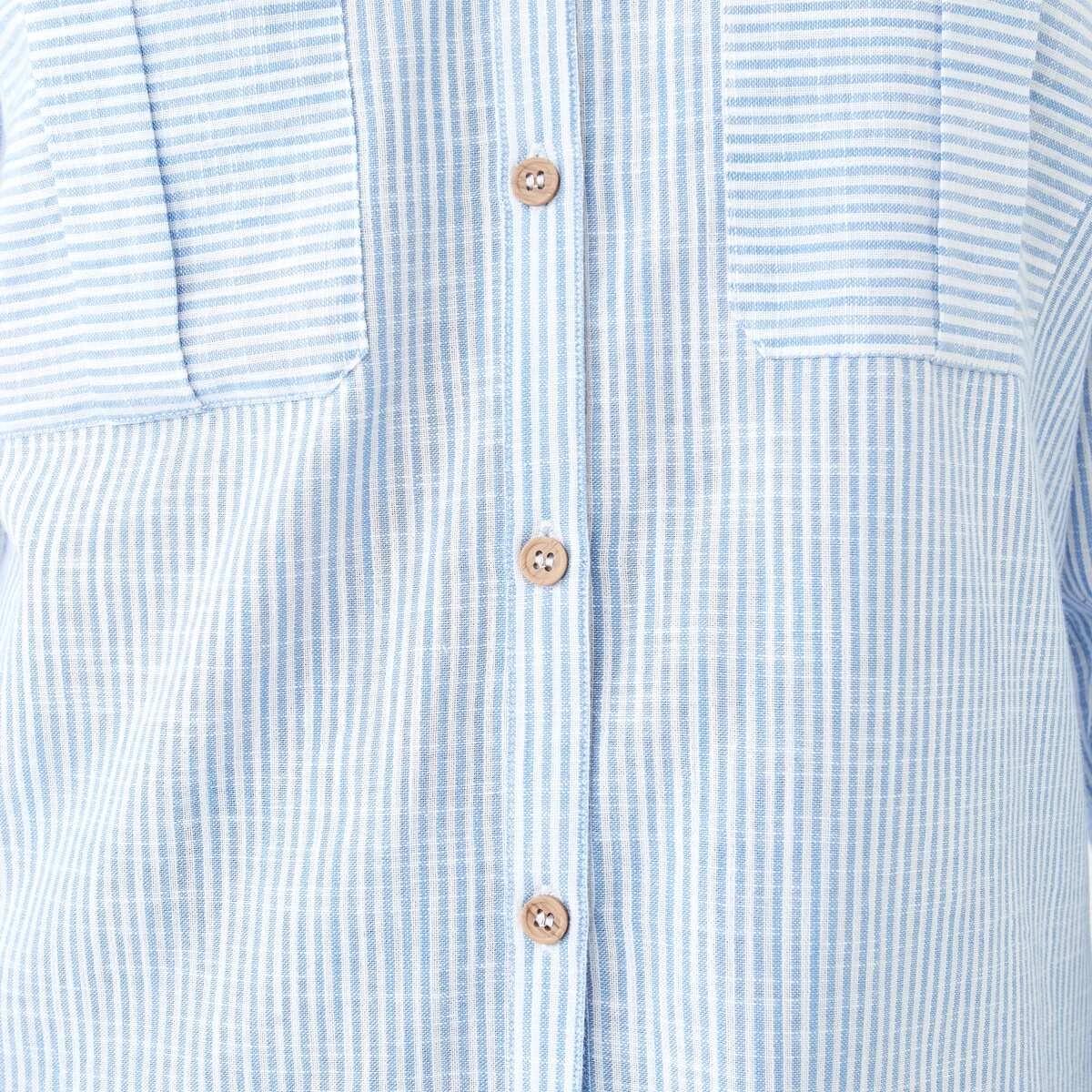 7 Long Roll Sleeve Cotton Shirt Ocean Strp, 7 of 8