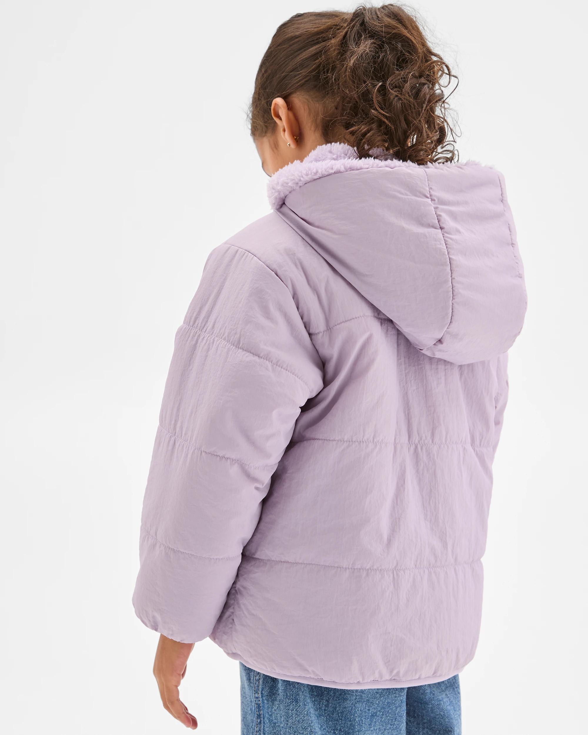 4 Target Kids Reversible Hooded Heart Pocket Puffer Jacket PURPLE, 4 of 7