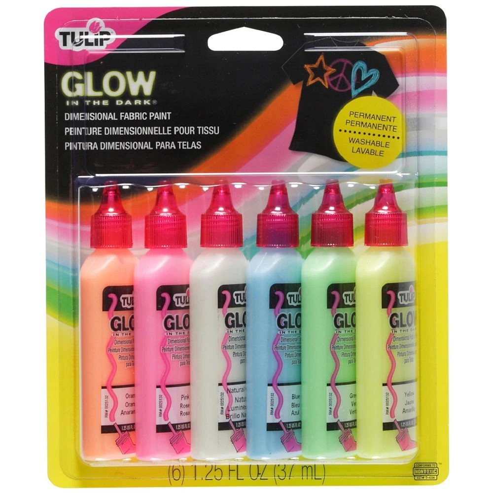 1 Tulip Dimensional Fabric Paint Glow 6 Pack, 1 of 9