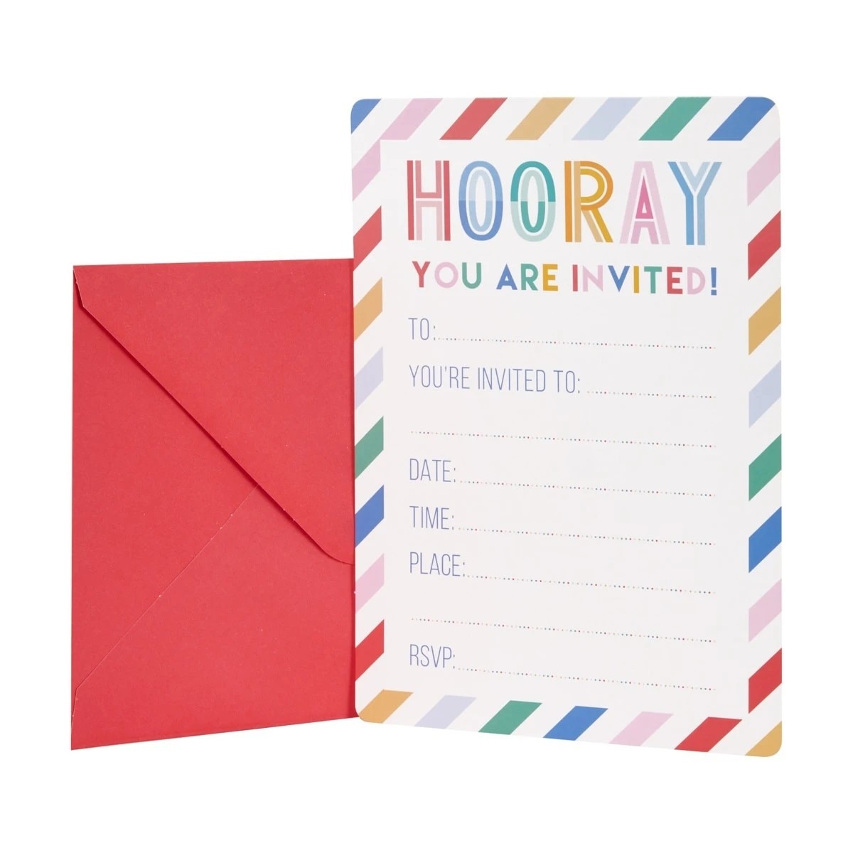 1 8 Pack Bright Party Invitations, 1 of 3