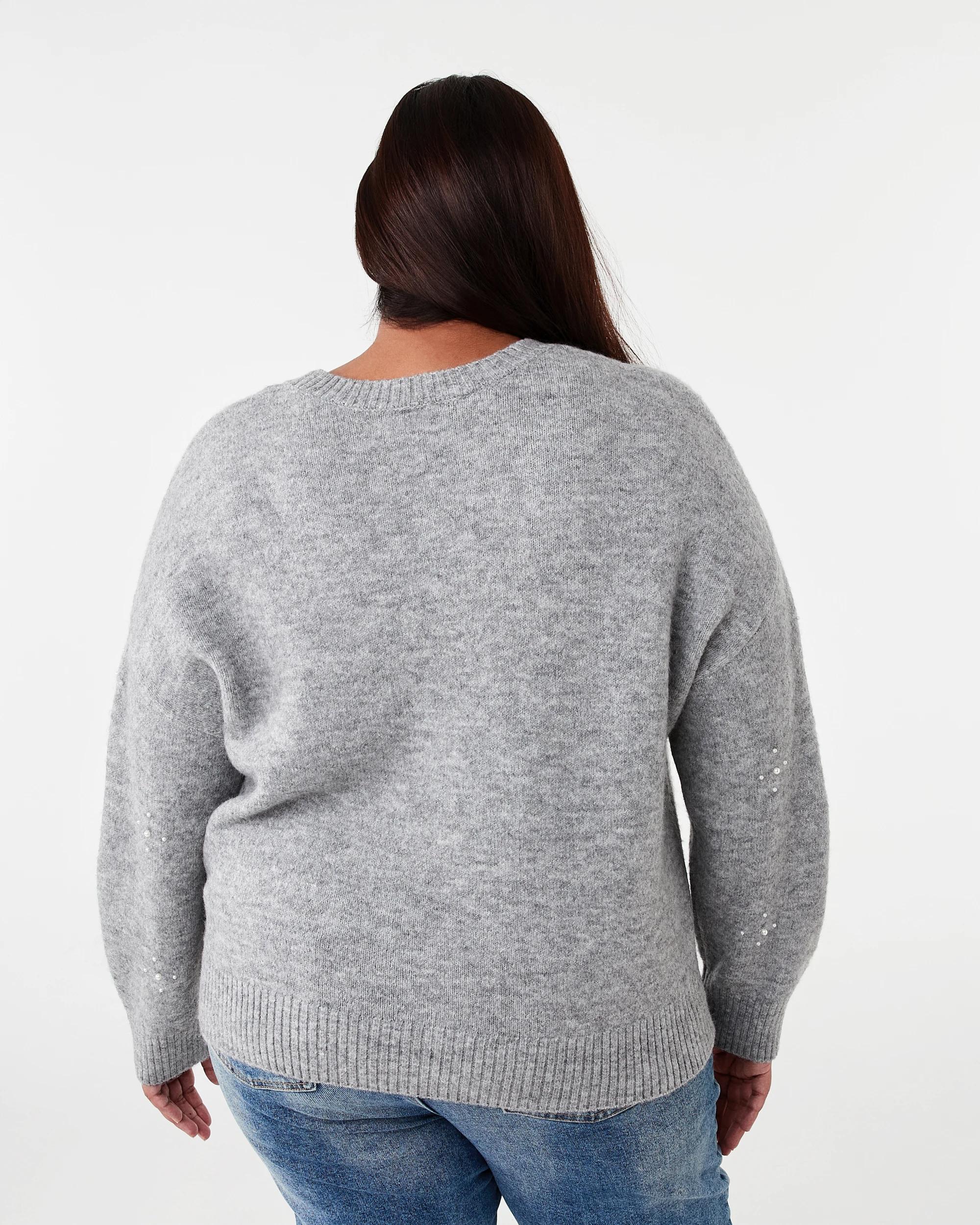 3 Curve Pearl Knit Jumper Grey Marle, 3 of 6