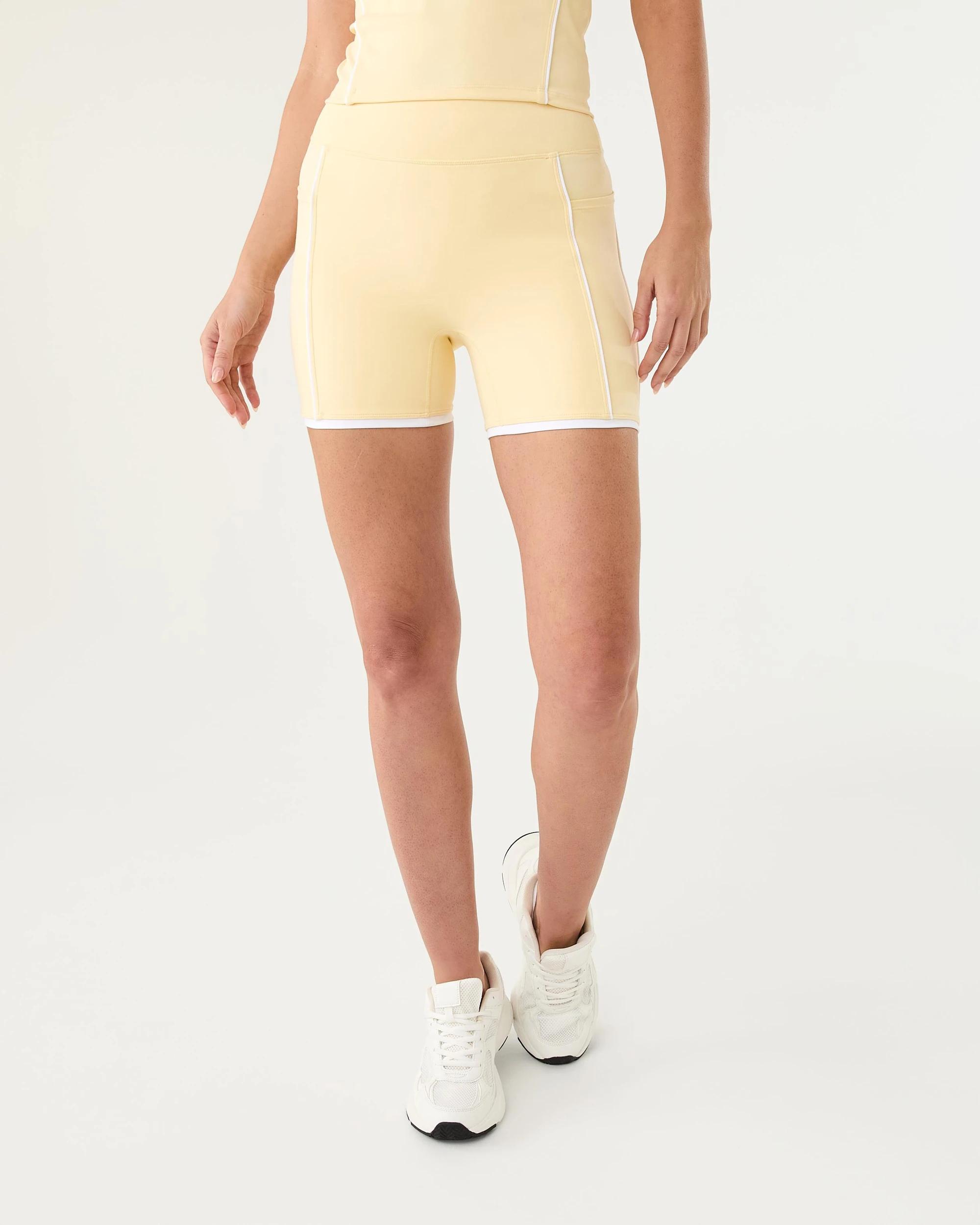 7 Active Womens Contrast Bike Shorts Chi Yellow, 7 of 8