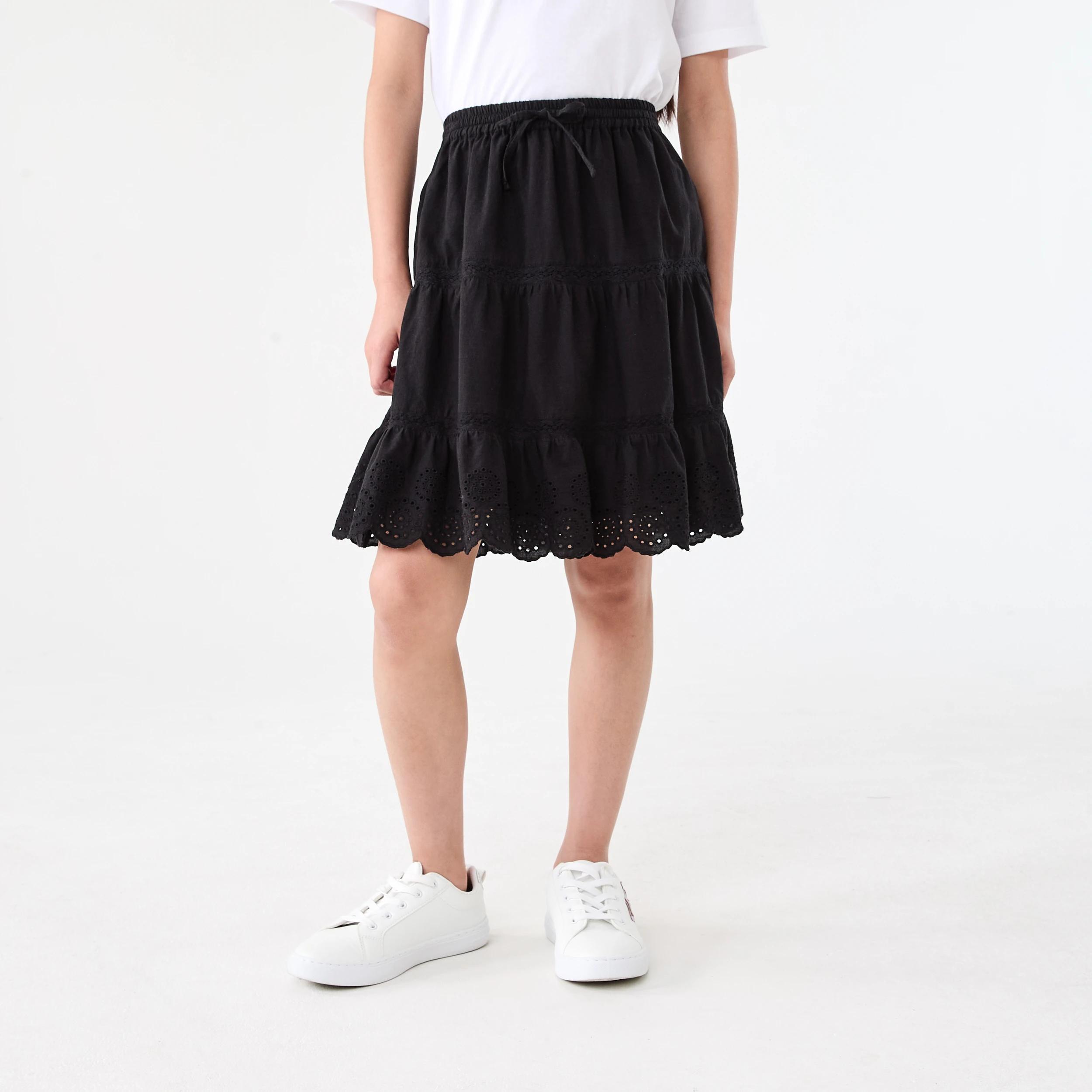 1 Woven Tiered Skirt Black, 1 of 6