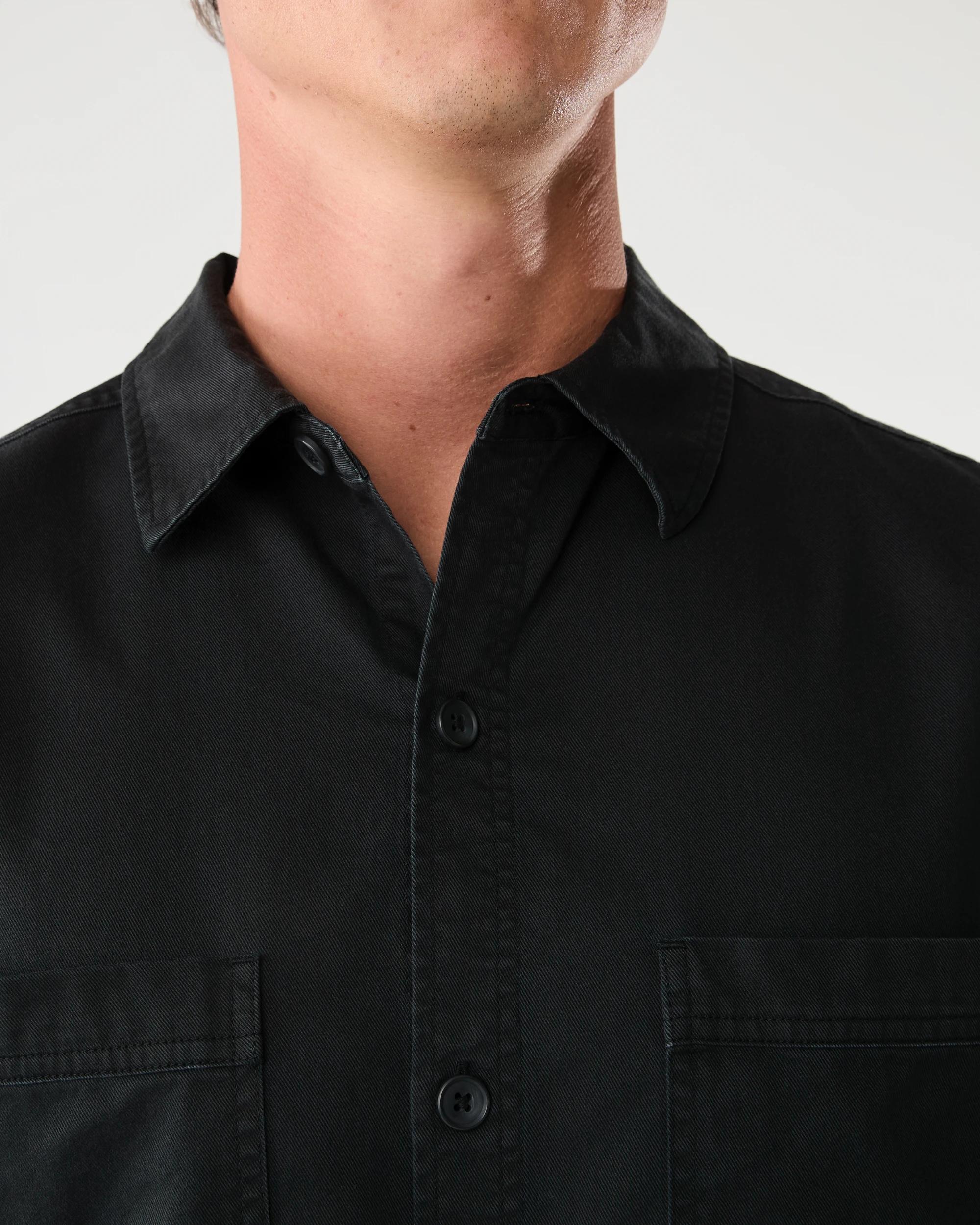 7 Long Sleeve Twill Overshirt Black, 7 of 7