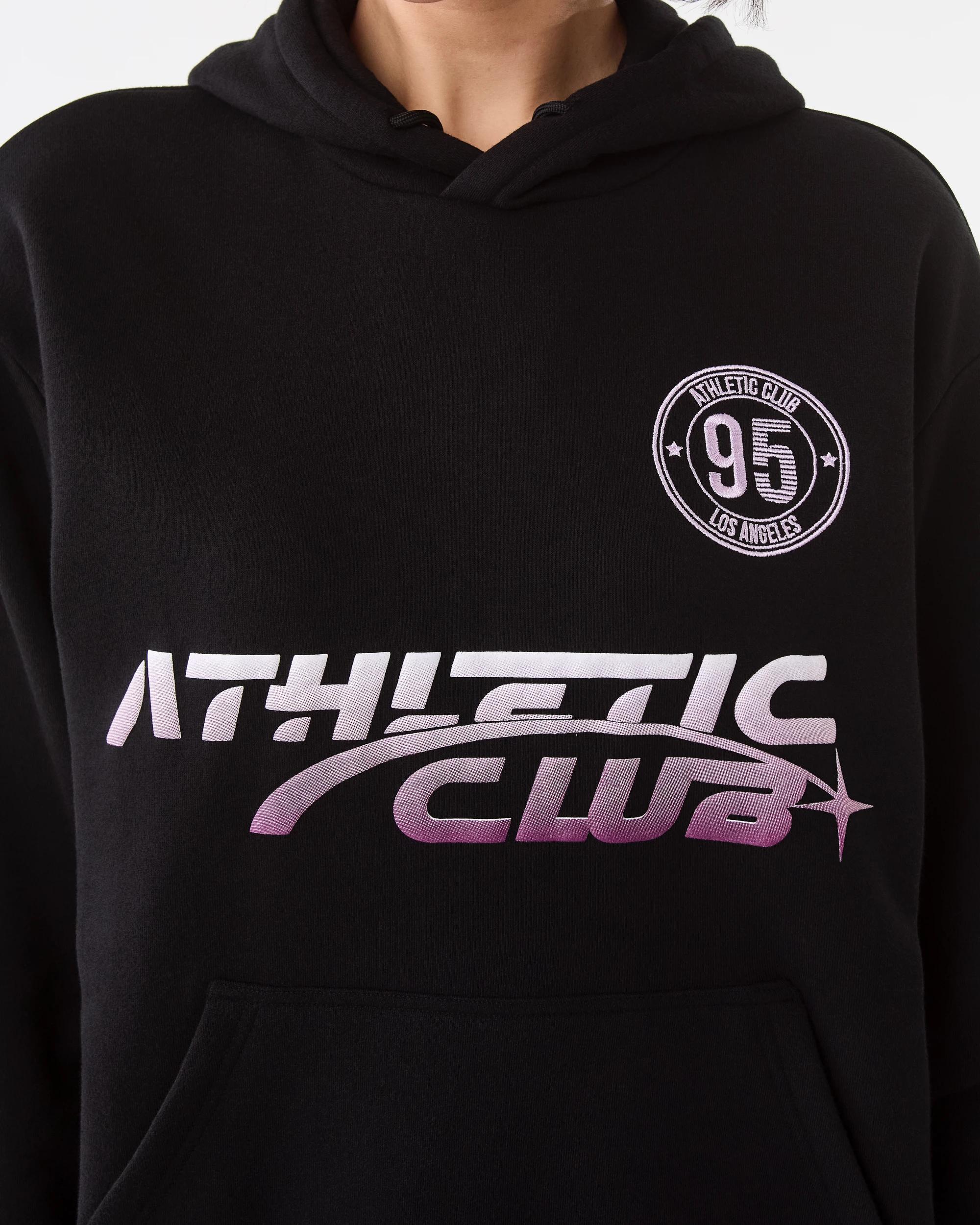 7 Active Womens Graphic Fleece Hoodie Black, 7 of 9