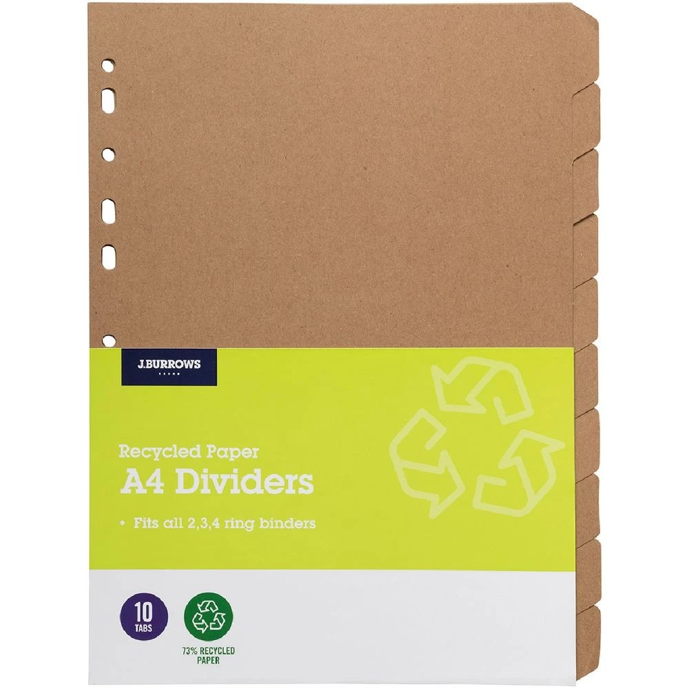 1 J.Burrows A4 10-Tab Divider Kraft, 1 of 2